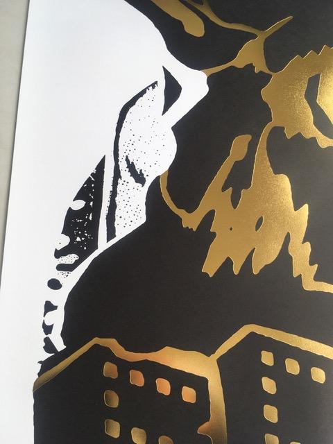 Faile (b 1975 & 76) Alsatian ‘Black/Gold’ Embossed Screen Print On Paper Signed, Limited Edition 23
