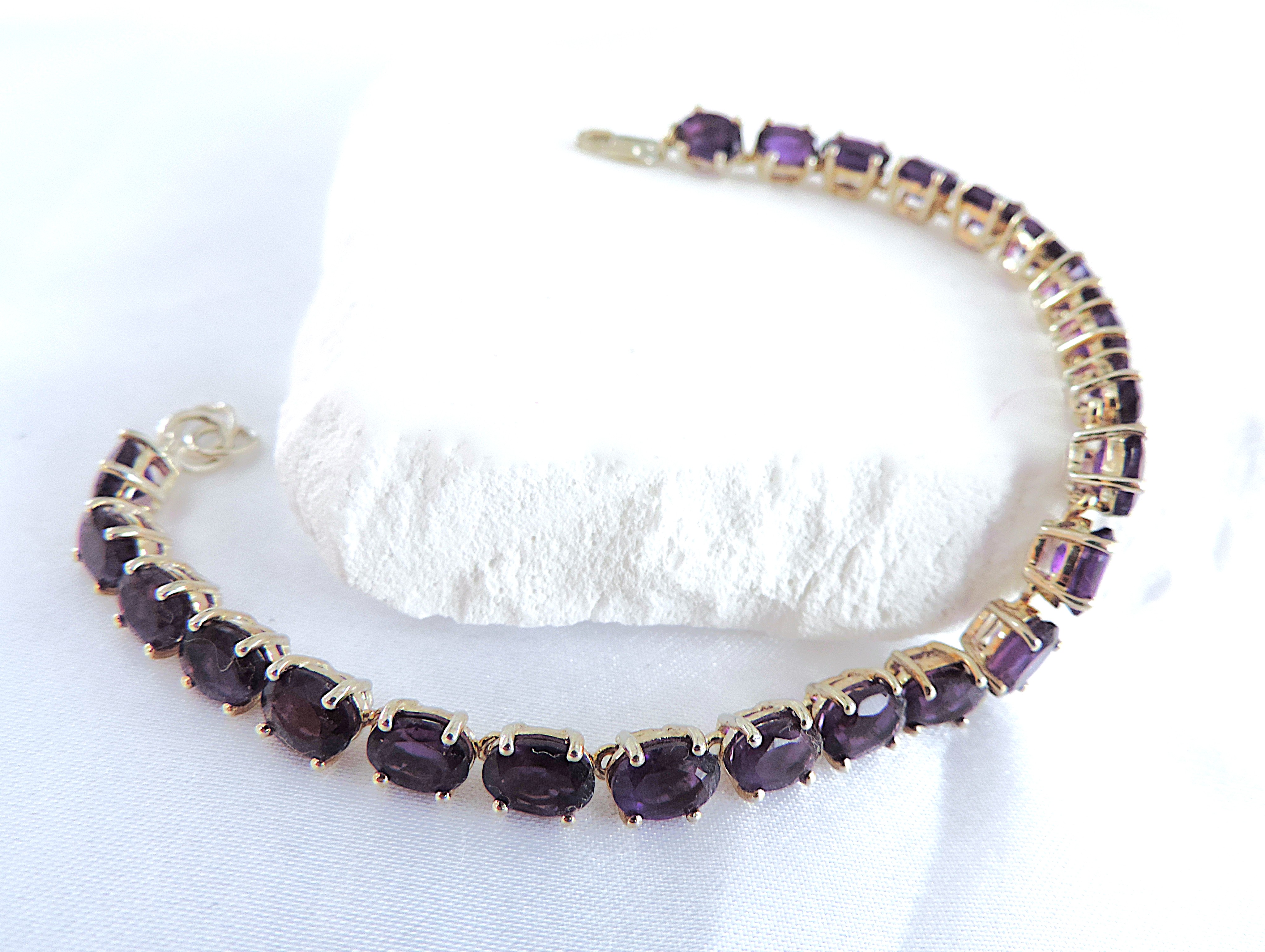 925 Silver 10.35 Carat Amethyst Gemstone Tennis Bracelet