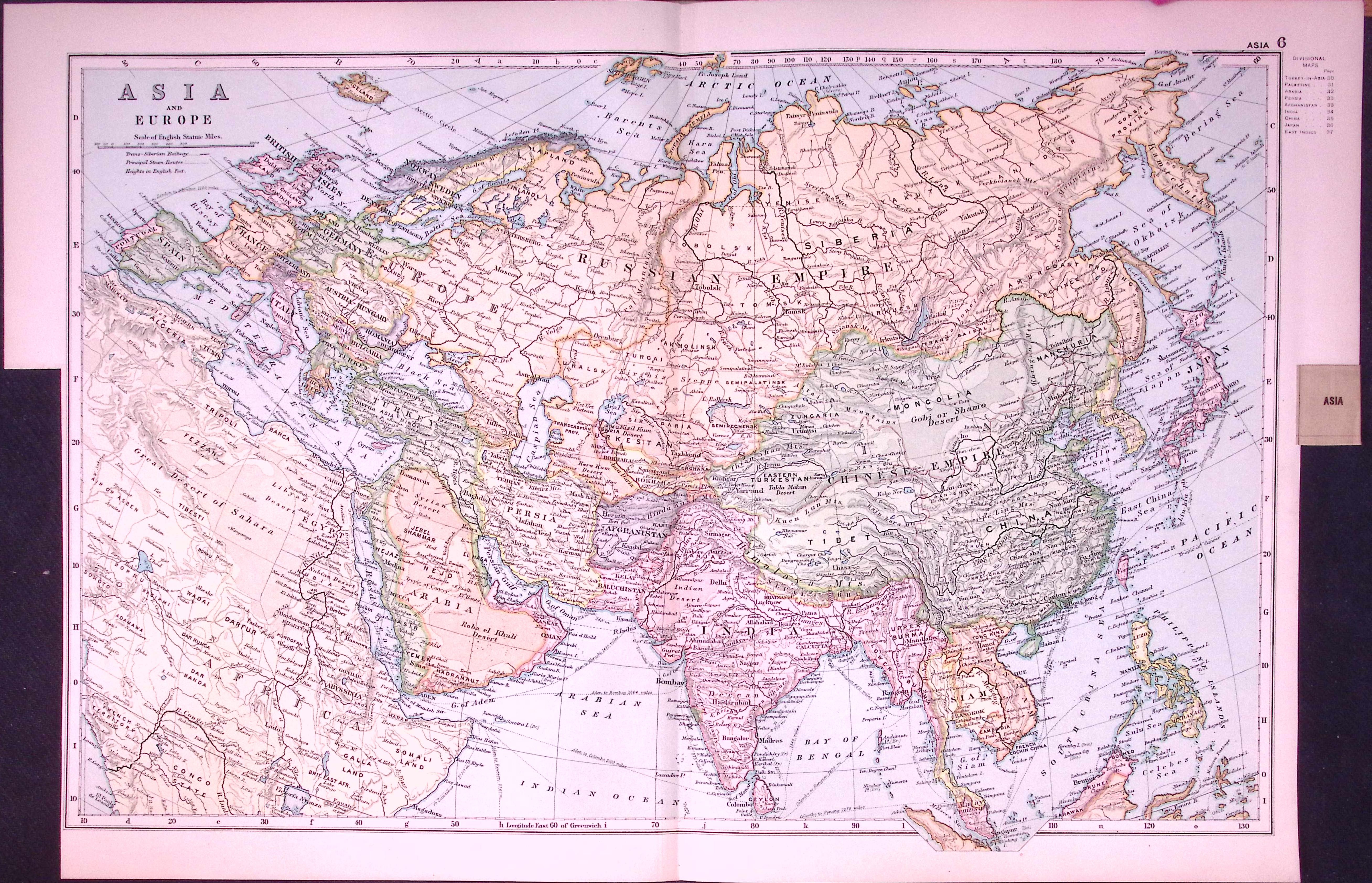 Asia & Europe 120-Year-Old Large Antique Map by G.W. Bacon-6