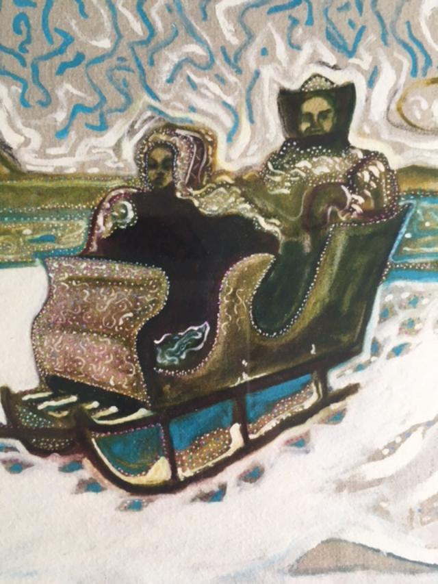 Billy Childish(b1959)'Dog Sleigh' Signed, Editioned, Pigment Print, Framed, 2013