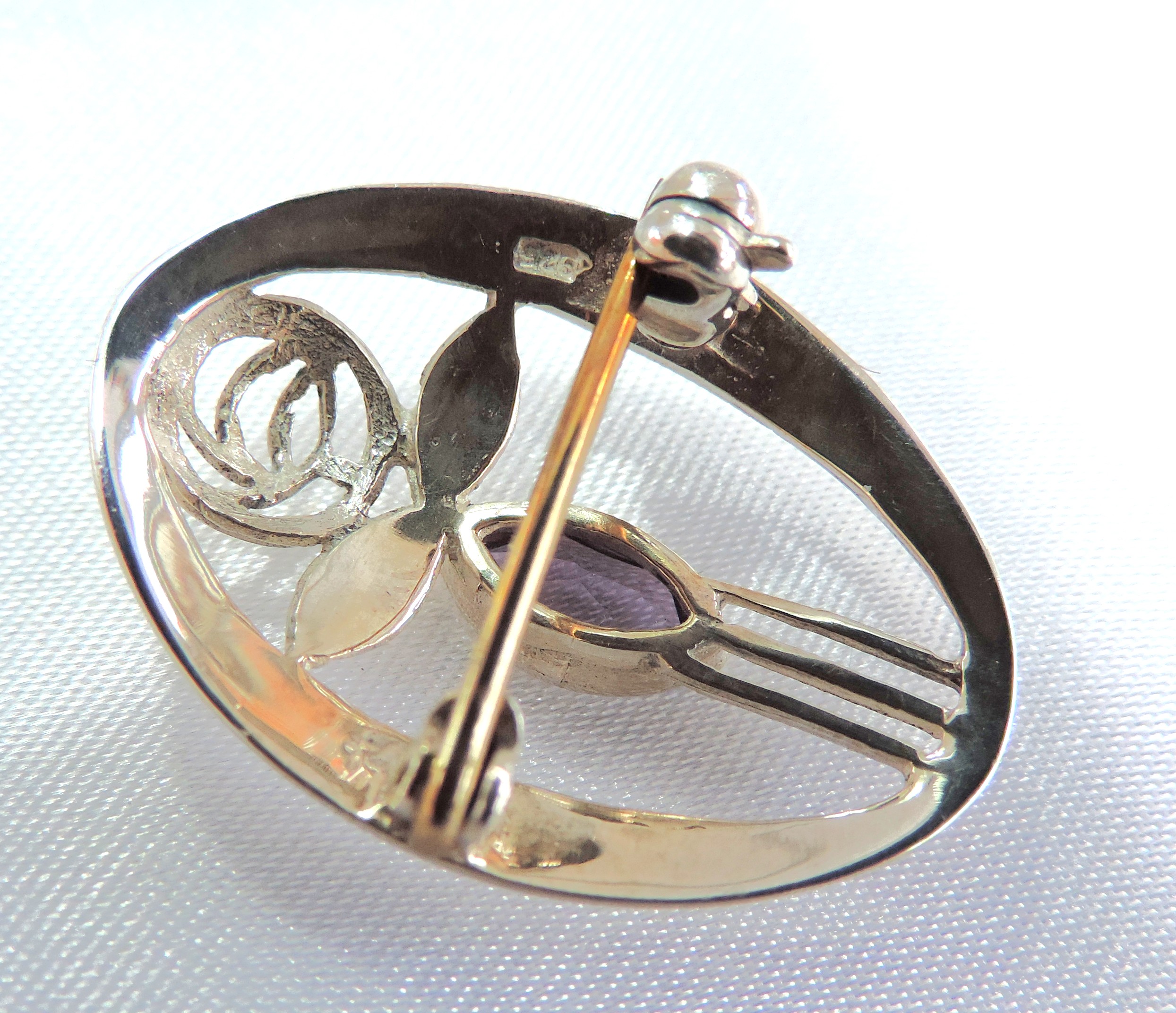 925 Silver & Amethyst Past Times Mackintosh Brooch