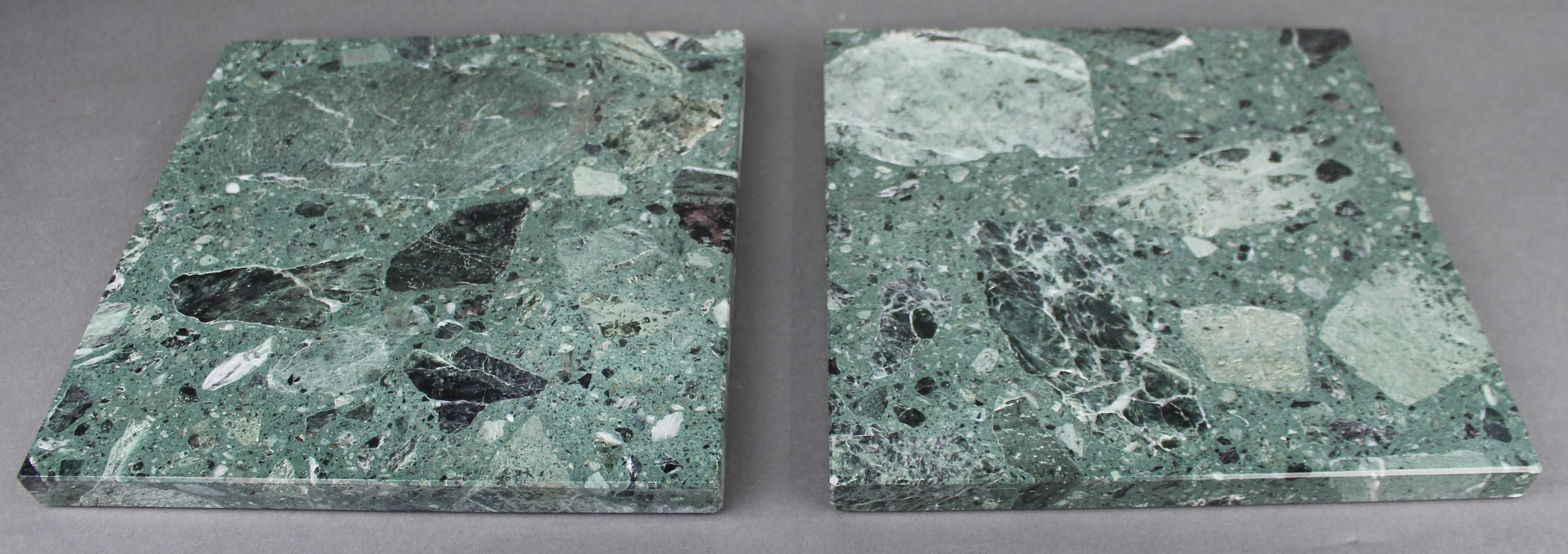 Pair of Vintage Square Green Marble Plinths