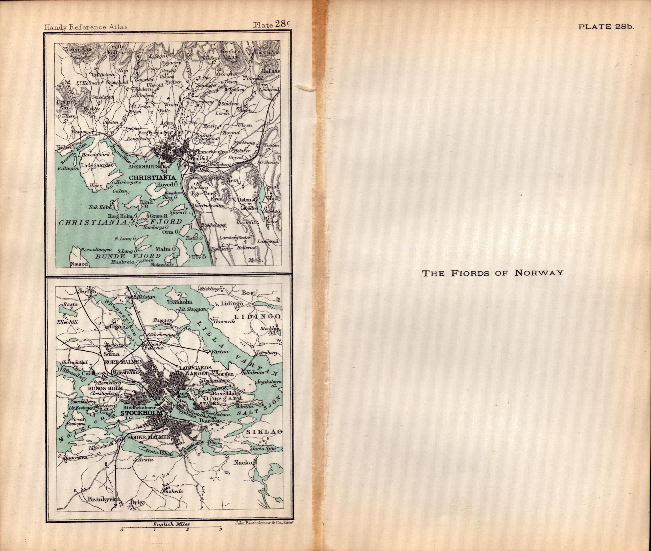 The Fjords of Norway Double Sided Victorian Antique 1898 Map.