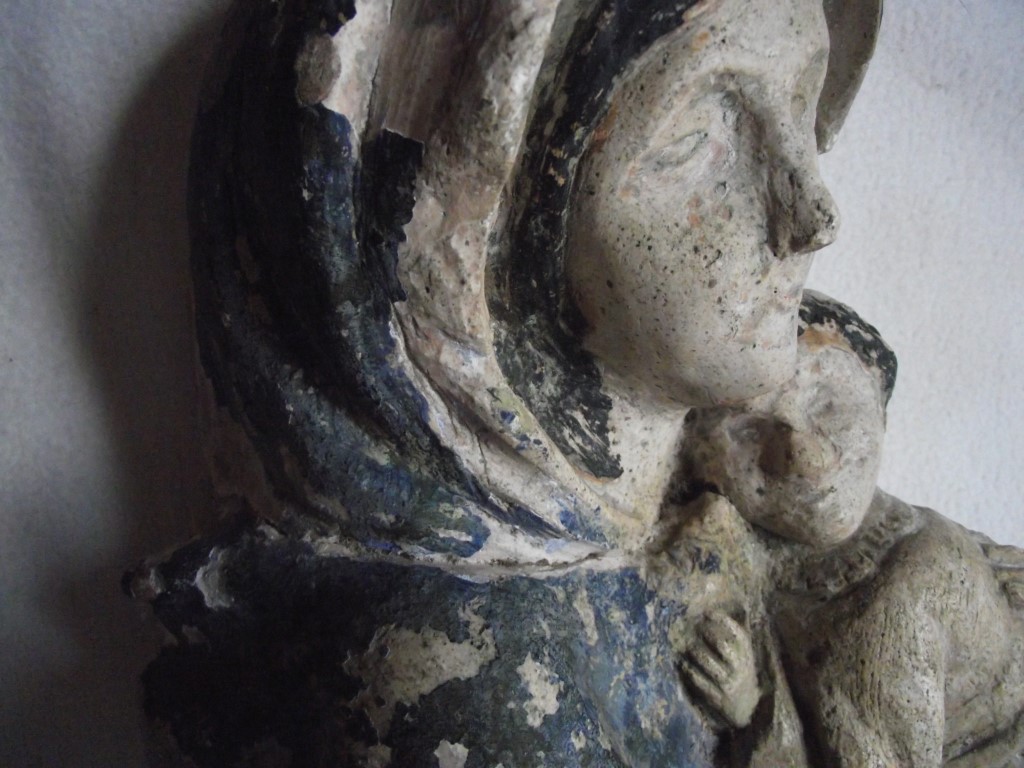 Antique Madonna & Child Wall Hanging Figure - 11 3/4" High.