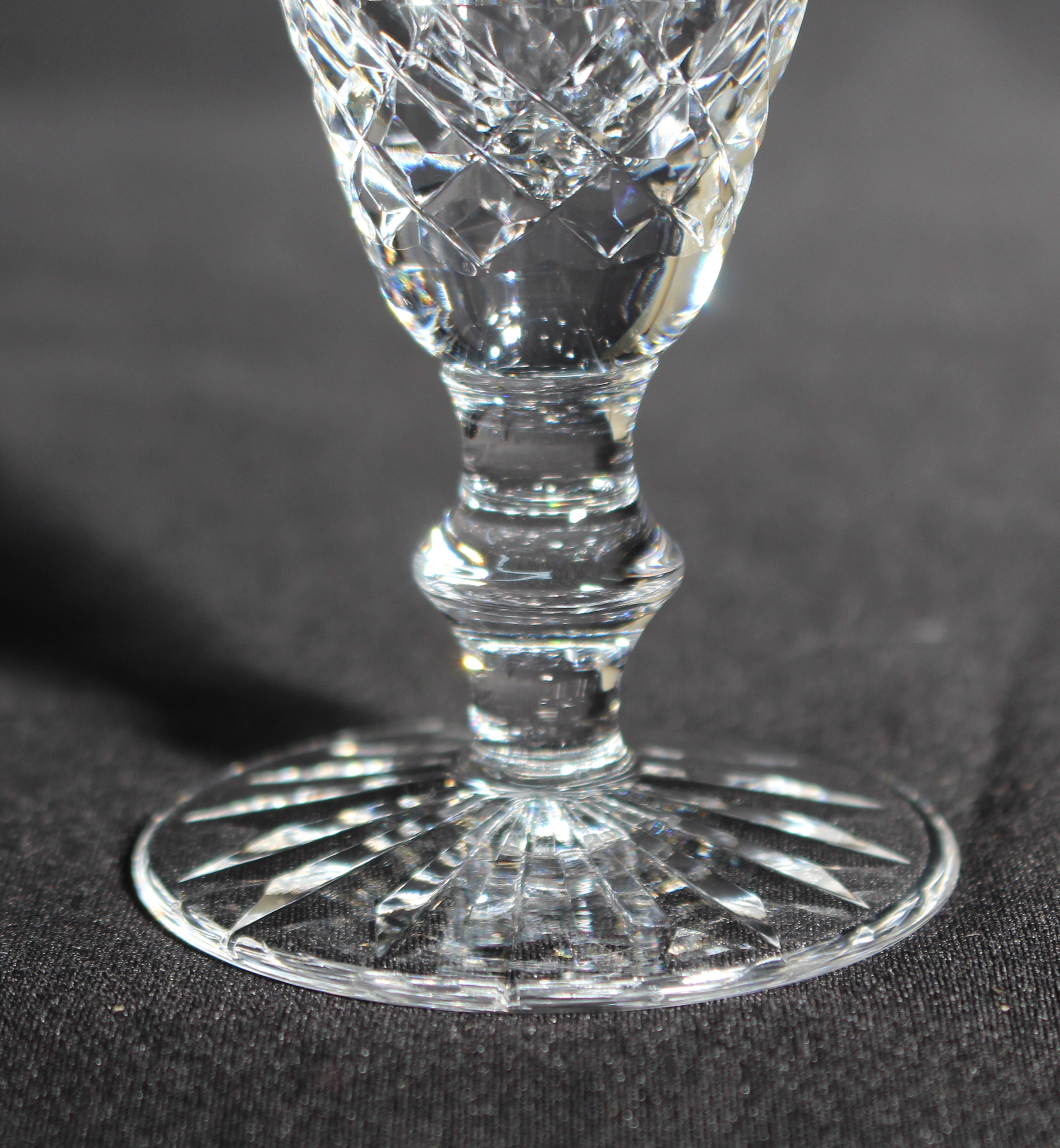 Set of 6 Vintage Waterford Cut Crystal Knopped Sherry Glasses