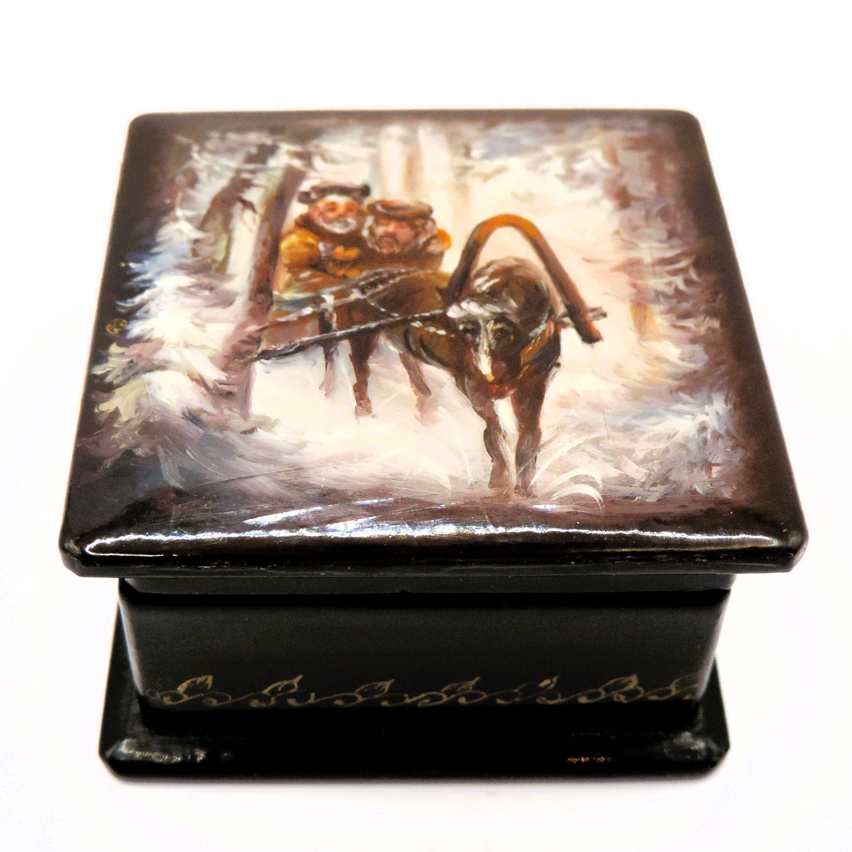  Vintage Russian Hand Painted Lacquer Box