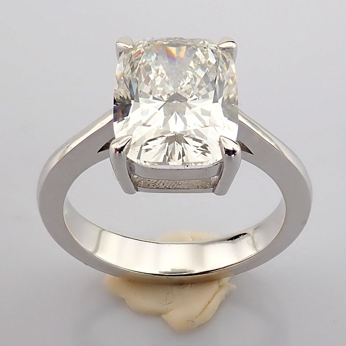 Cushion Cut Lab-Grown Diamond Ring - 4.01 Total Carat (IGI Certified)