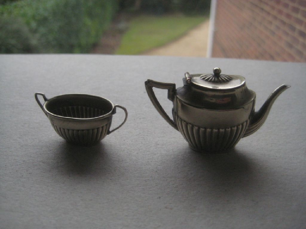 Antique Silver Plated EPNS Miniature Teapot and Sugar Bowl