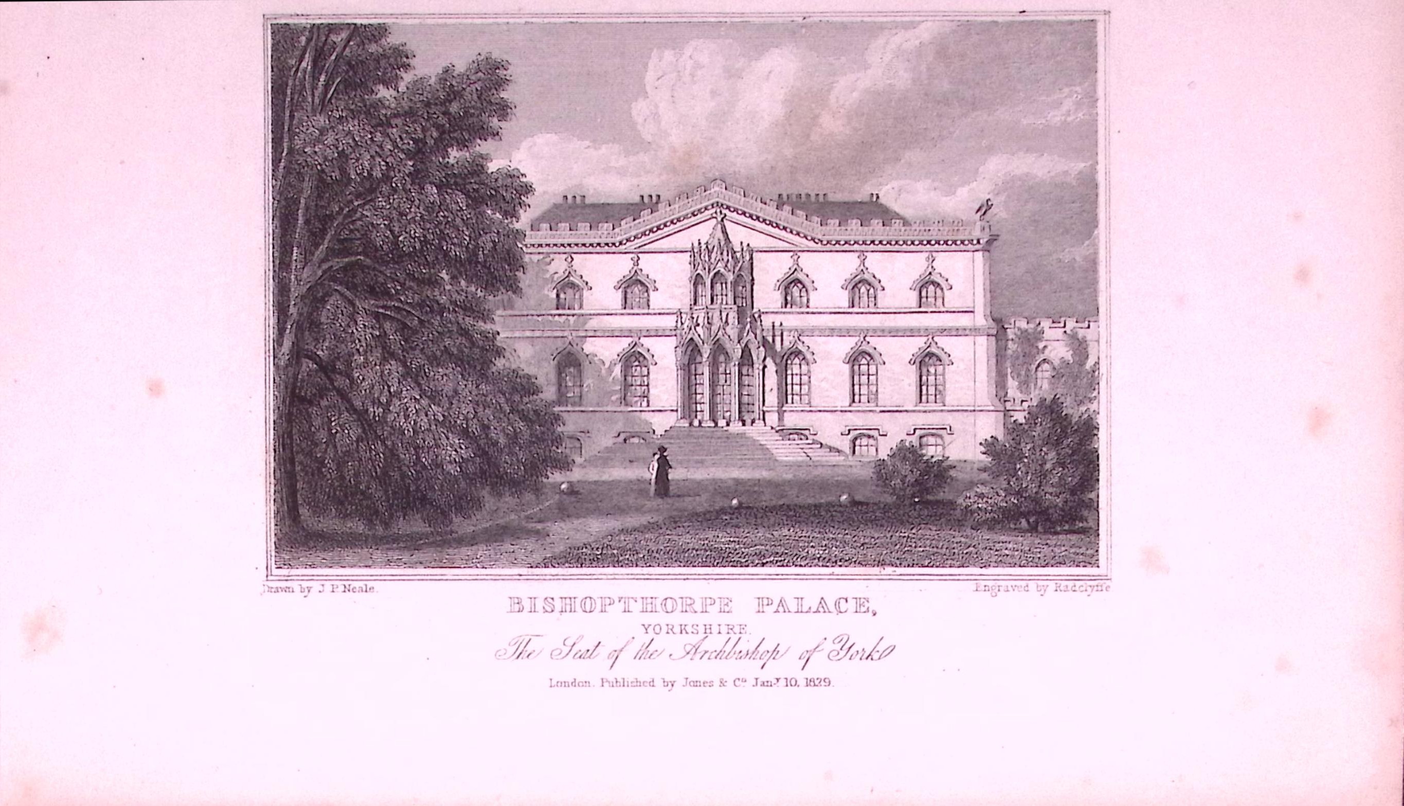Bishopthorpe Palace Near York Yorkshire Antique 197 Years-Old Engraving-8