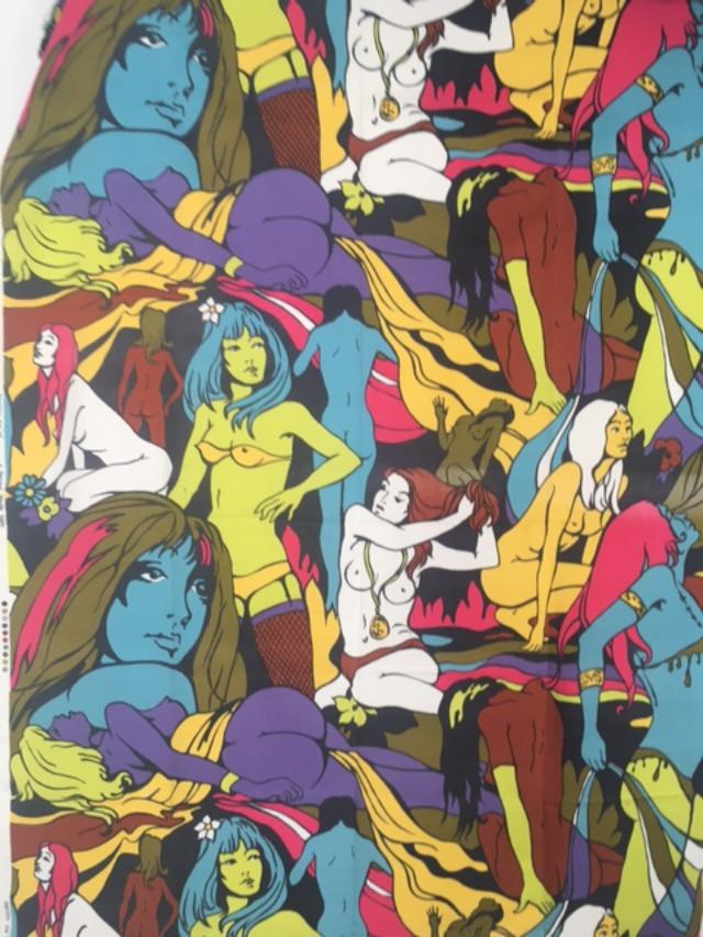 Switch On 70’s (1972) Rare/Unique, Wall Hanging Fabric By Bernard Wardle, In Vibrant Colours, 1972