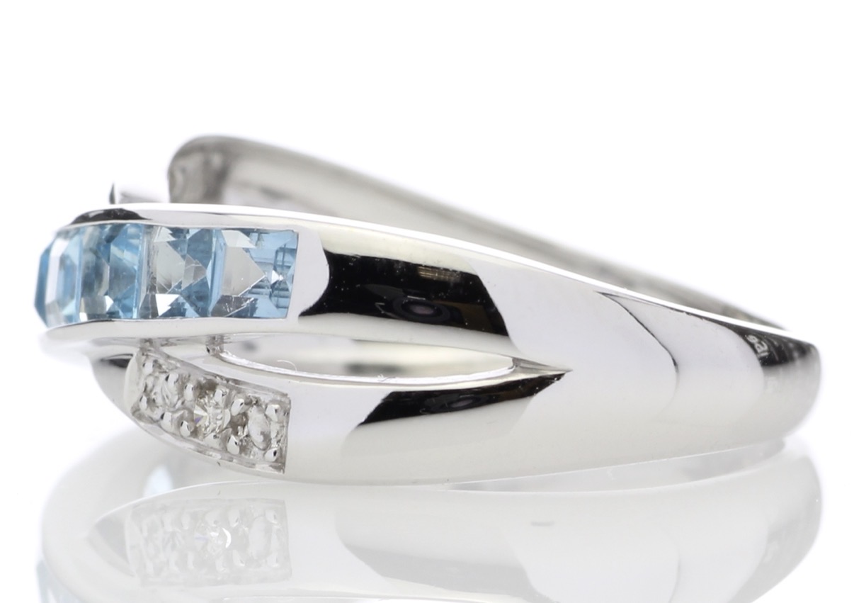 9Ct White Gold Blue Topaz and Diamond Ring (BT1.50) 0.02 Carats