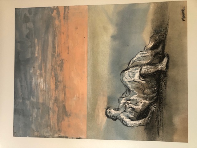 Henry Moore 'Reclining Figure - Sky Background 1980. Coloured Lithograph.