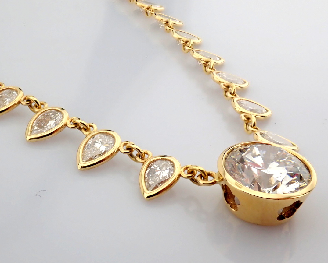 Round Cut Lab-Grown Diamond Necklace - 12.83 Total Carat (IGI Certified)