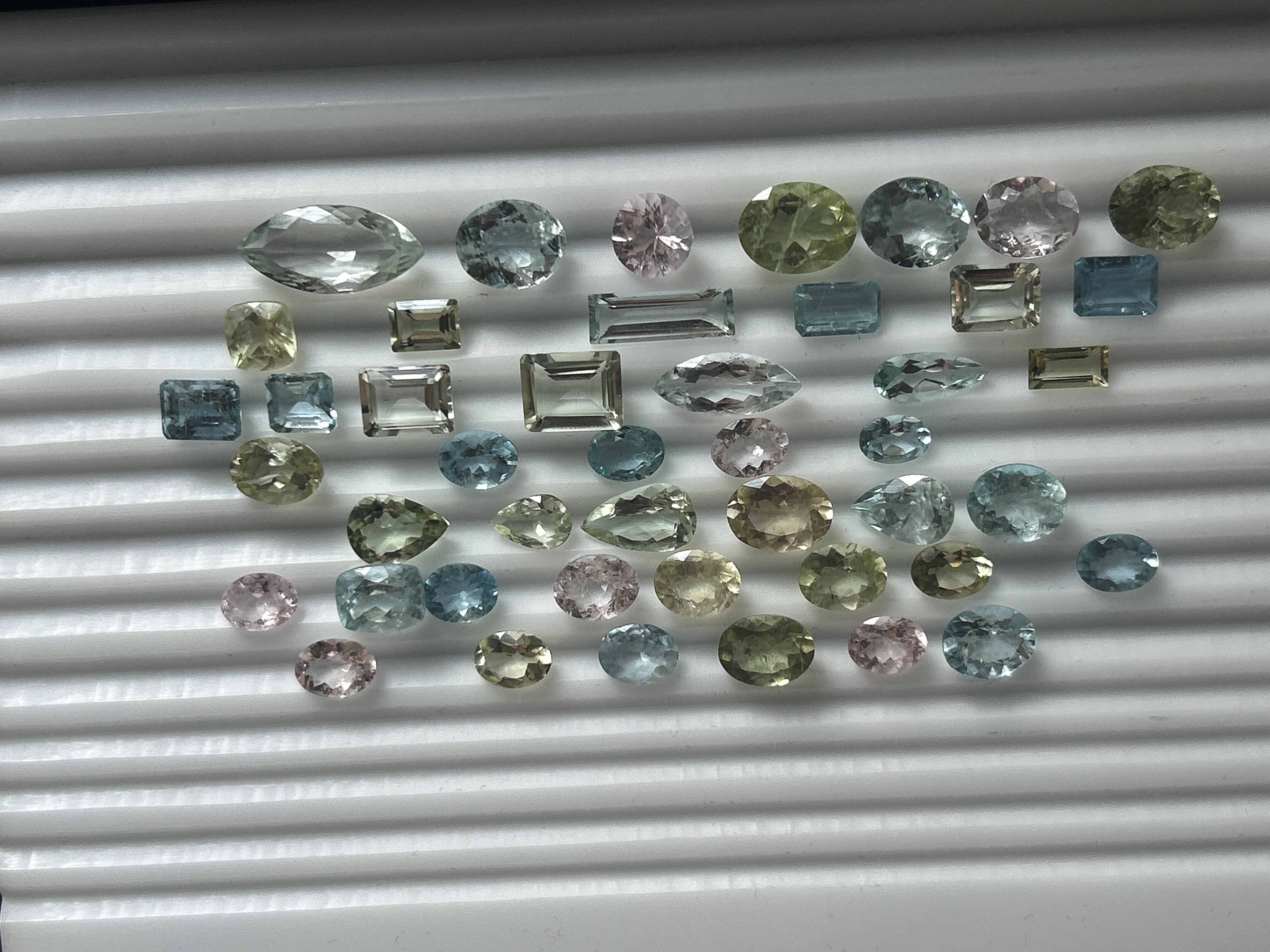 72.75ct Natural Blue and Green Aquamarine and Pink Morganite