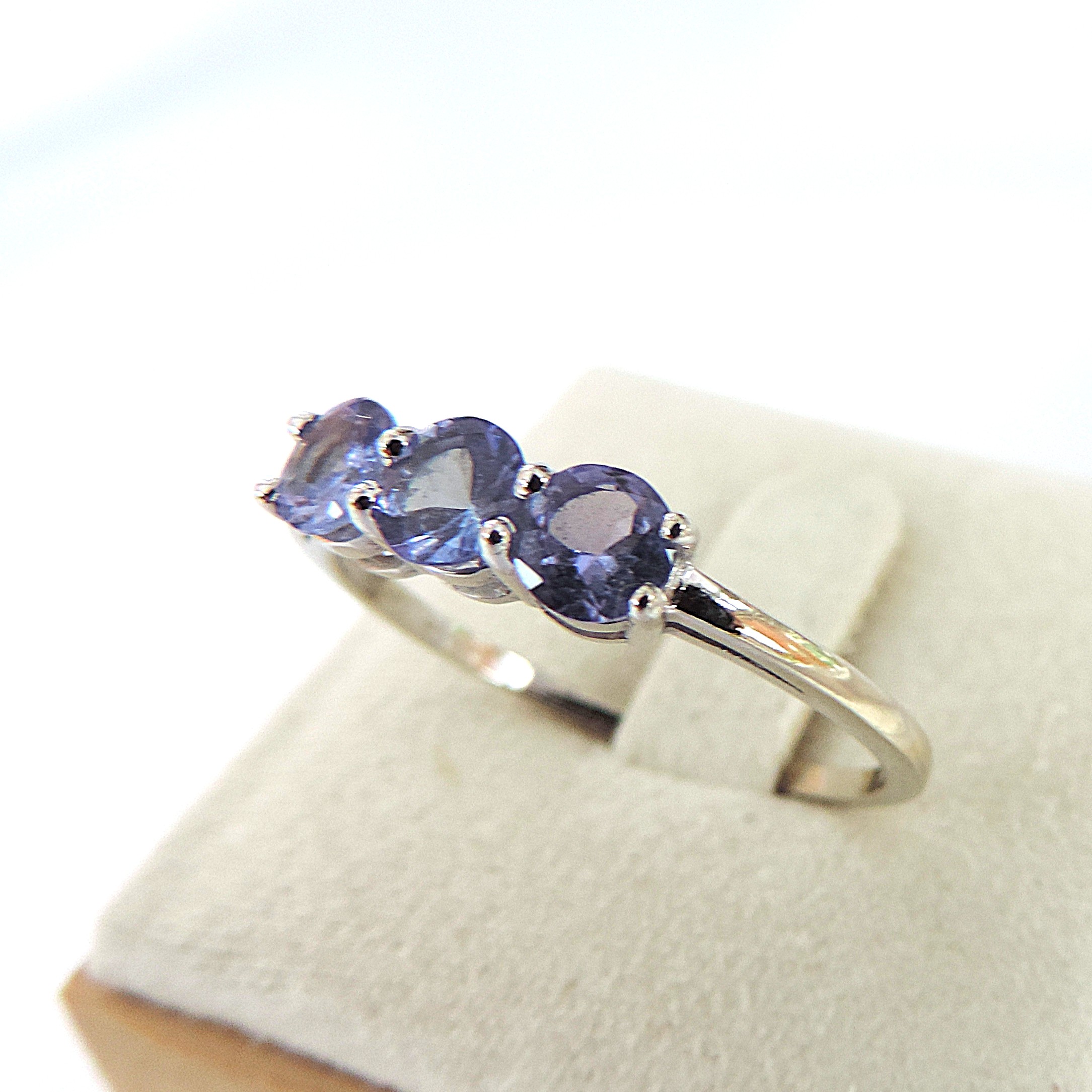 925 Silver Tanzanite Trilogy Gemstone Ring 'New'