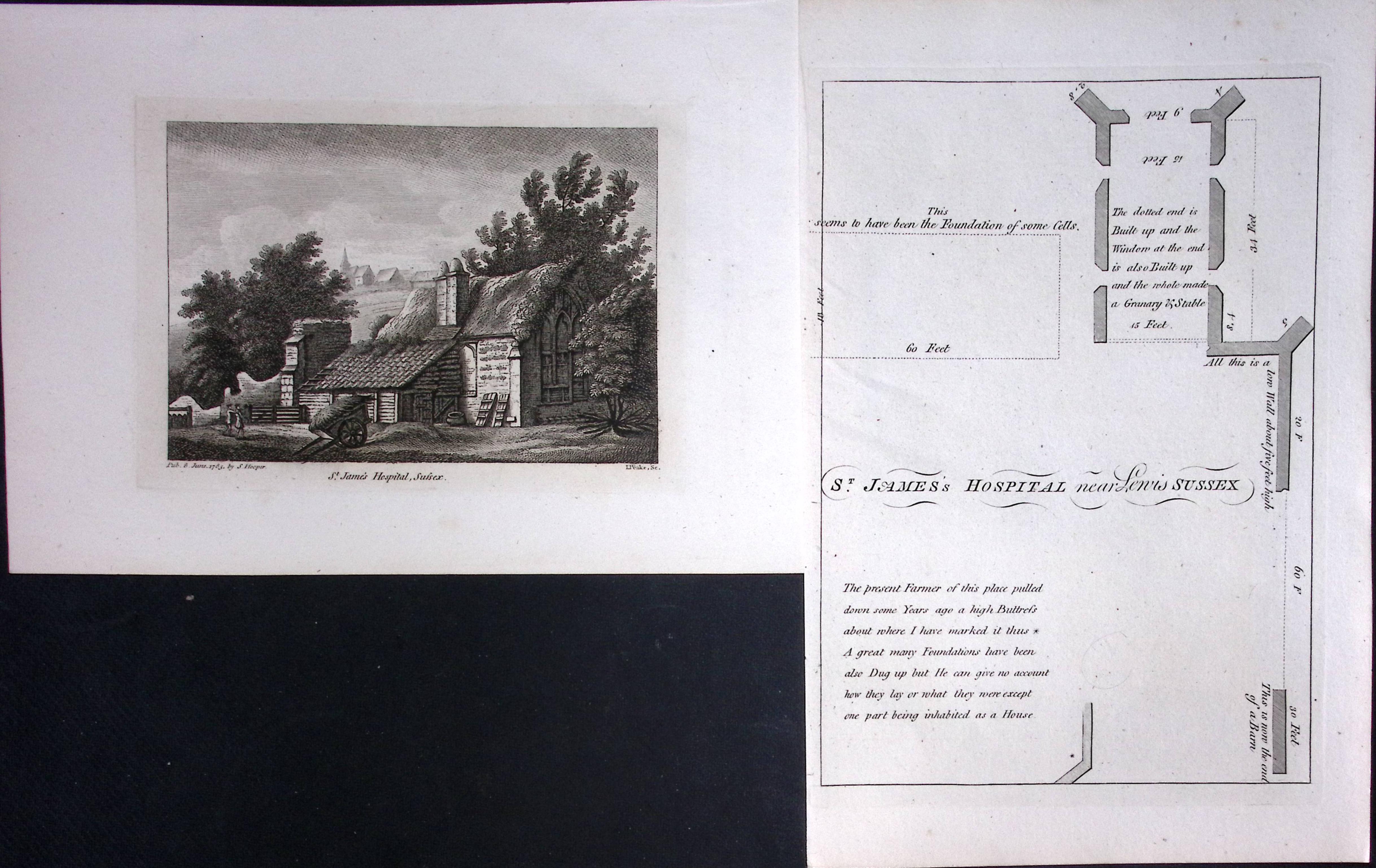 Sussex St John’s Hospital & Plan Francis Grose Rare 240 Years-Old Copper Engraving-35