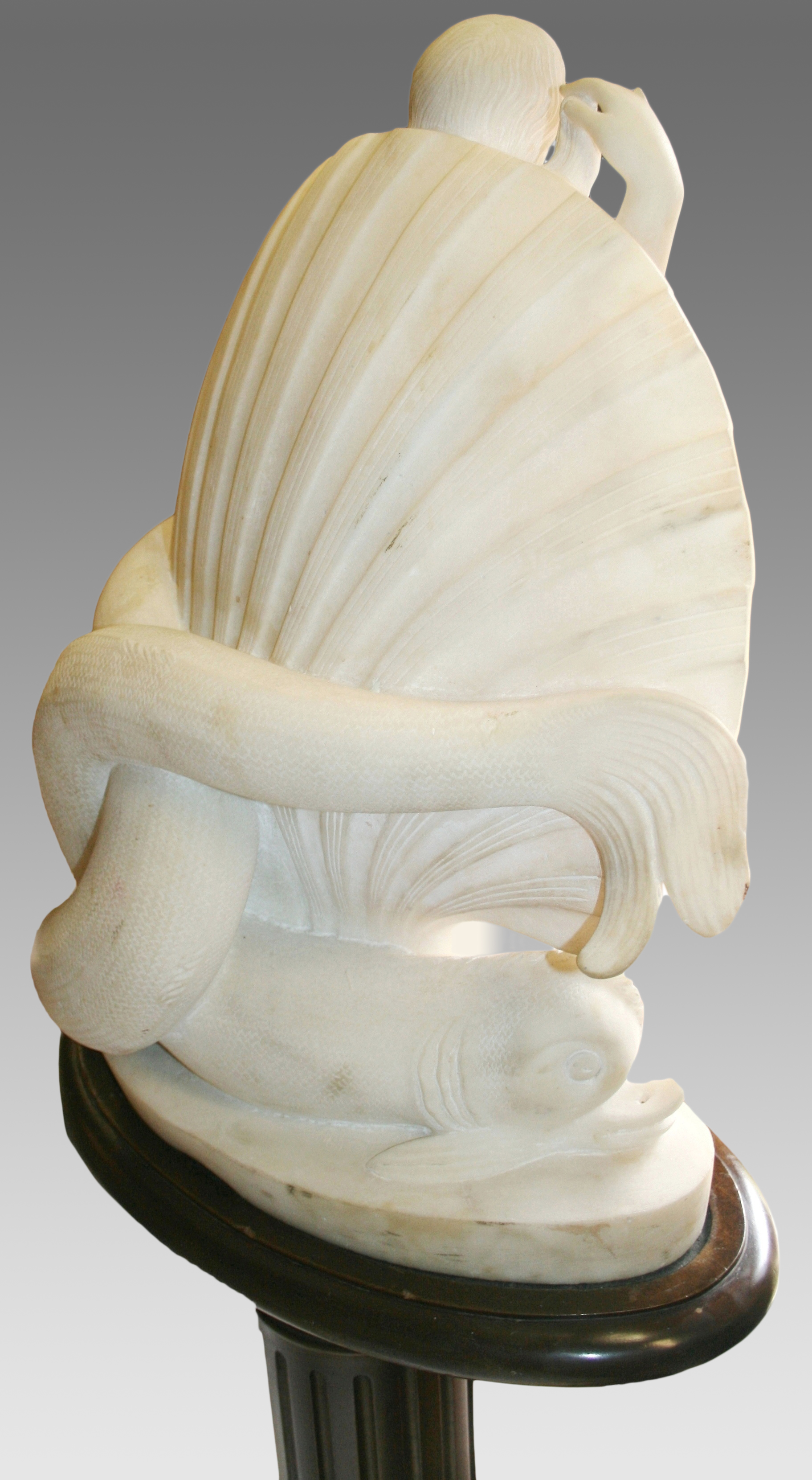 Fine 19th Century Marble Figure of Venus on Fluted Mahogany Pedestal