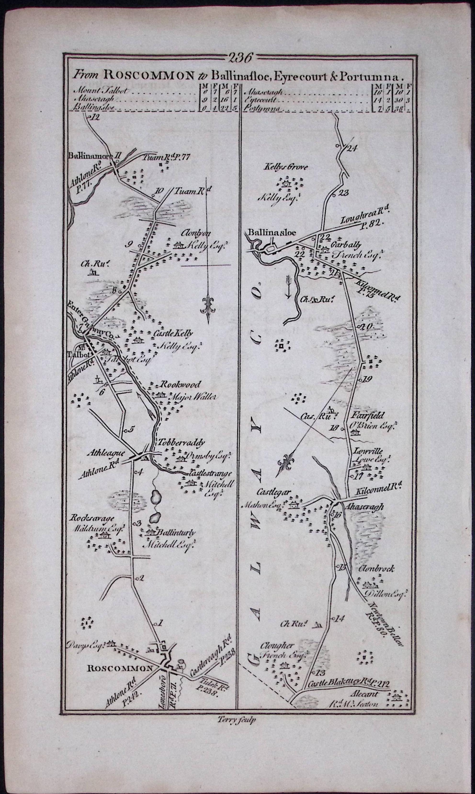 Ireland 245 Years -Old Antique Road Map From Carrick to Ballyshannon-236