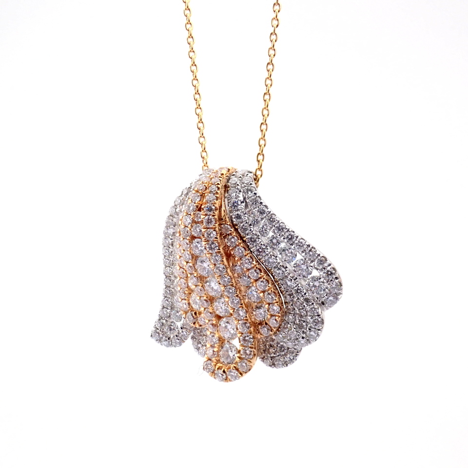 Natural Diamond 18K Rose & White Gold Necklace