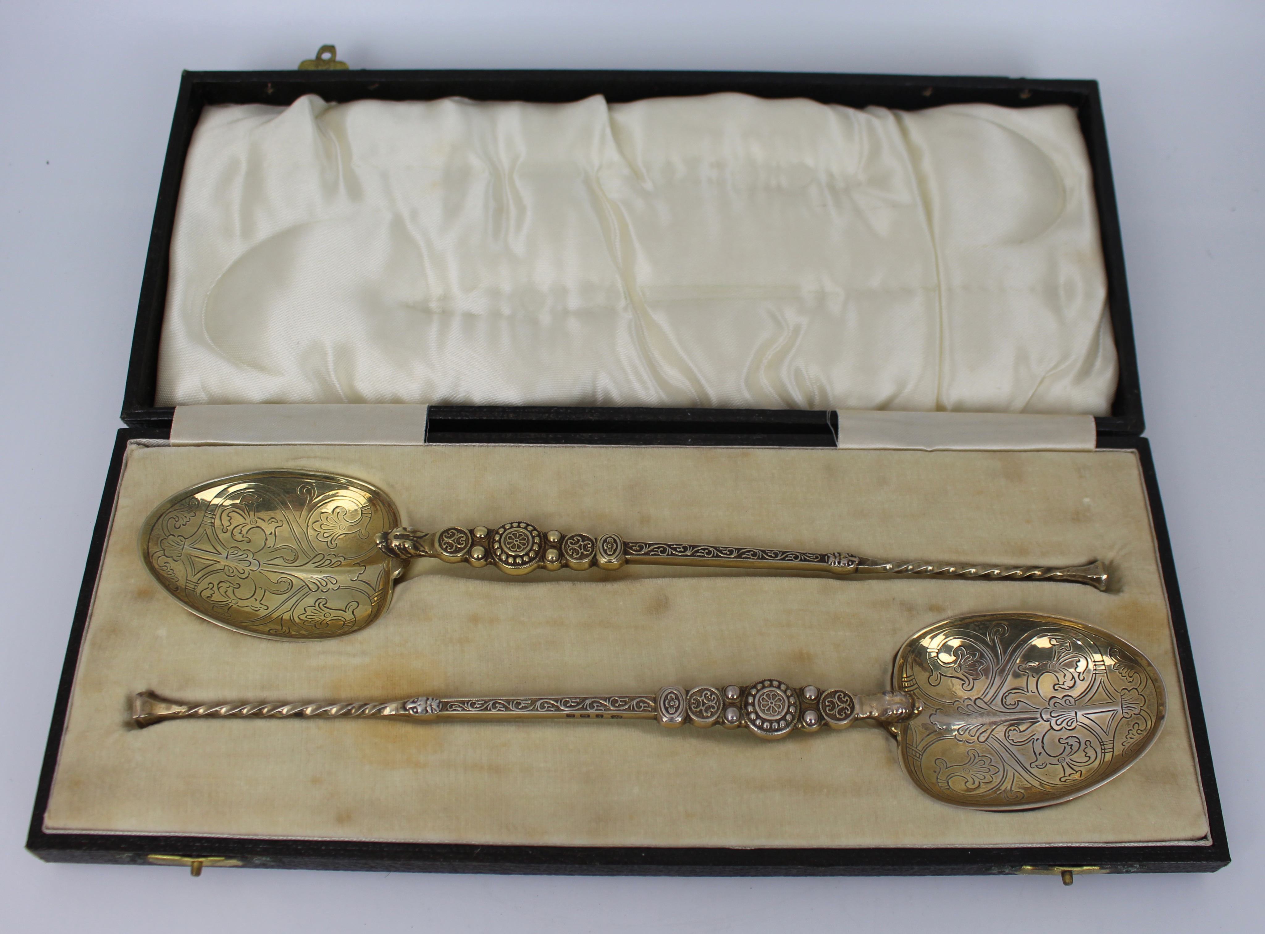 Pair of Cased Silver Gilt Anointing Spoons – Birmingham, 1936