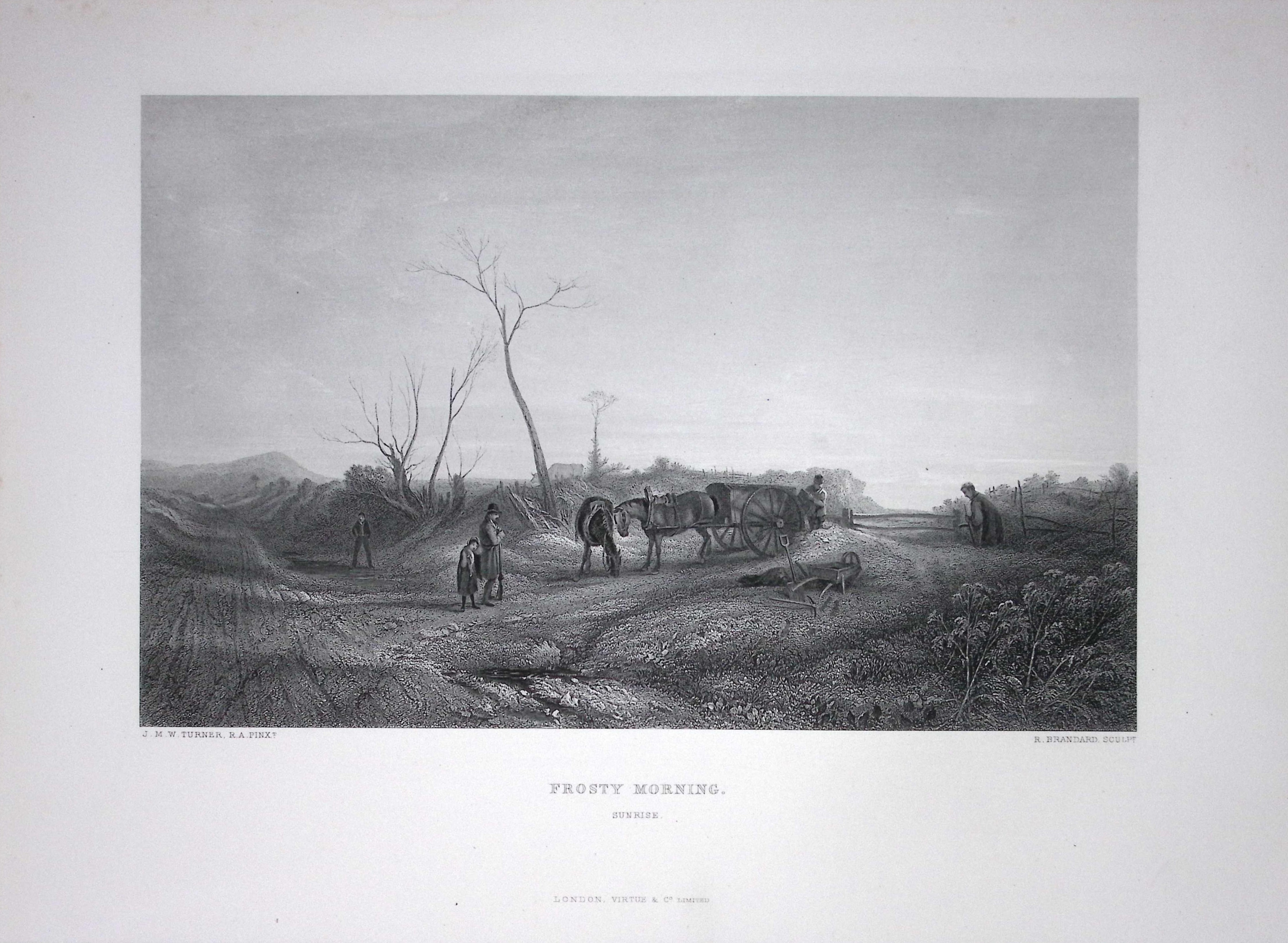 J.M.W Turner Frosty Morning in Yorkshire Large Antique Steel Engraving-62-TR