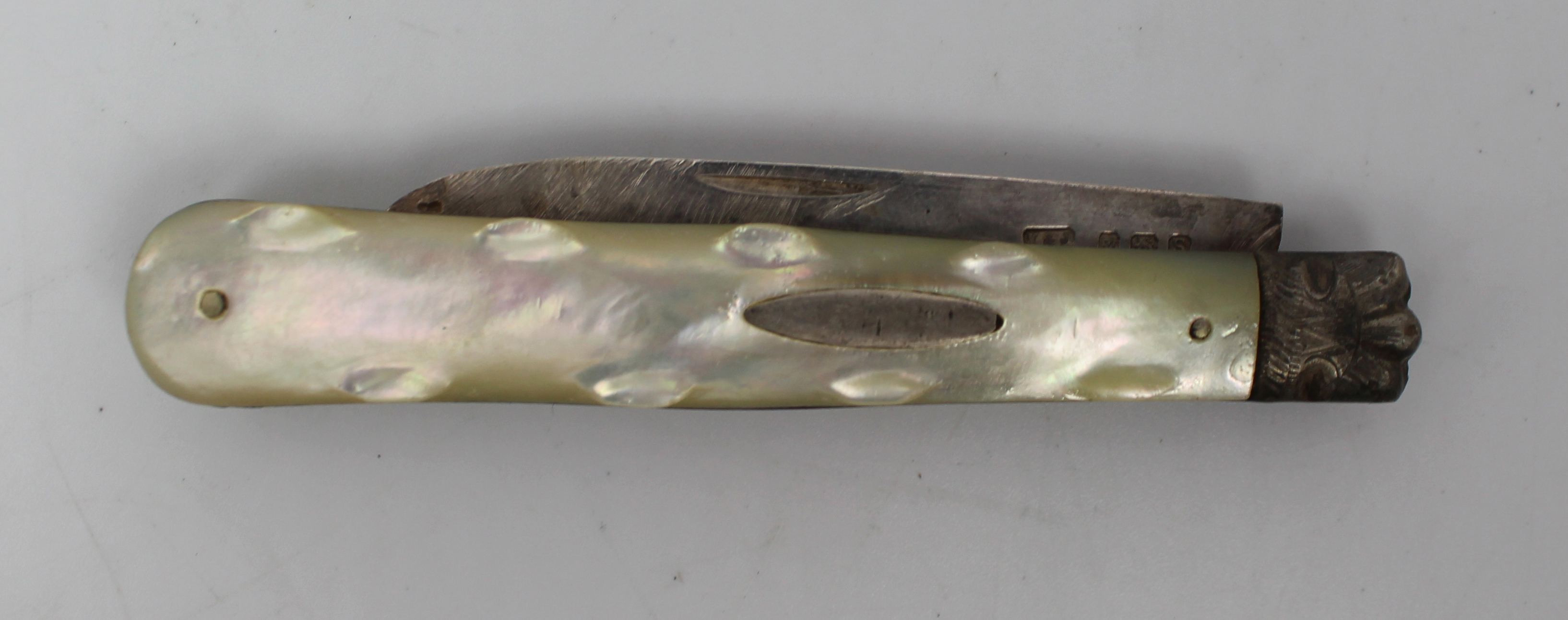 Early 20th c. Mother of Pearl Silver Handled Fruit Knife