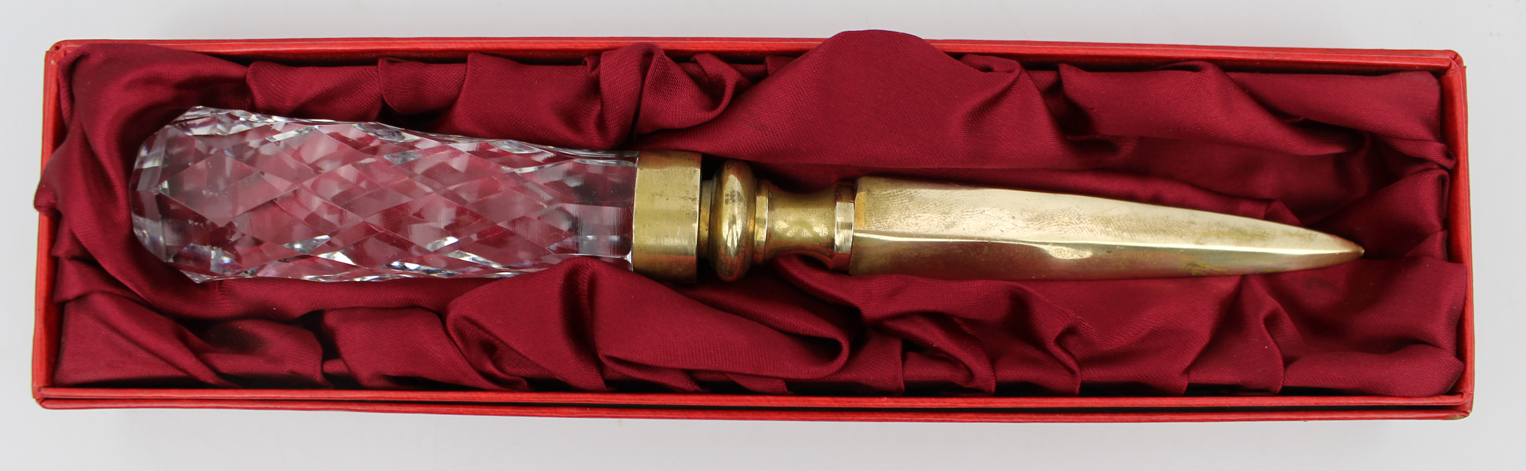 Royal Brierley Crystal and Brass Letter Opener, Boxed, England
