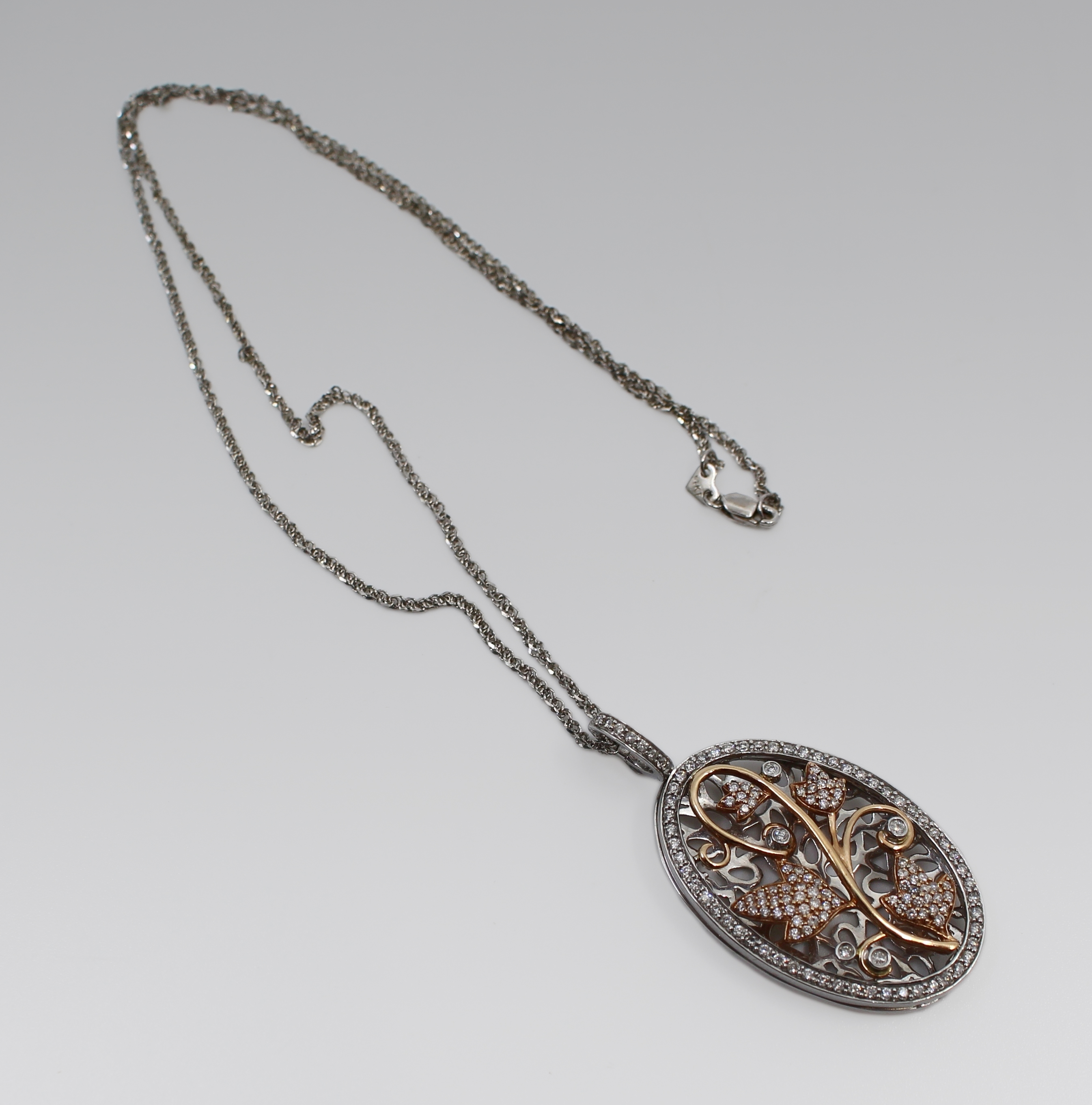 Diamond & 14ct Gold Oval Locket on Chain