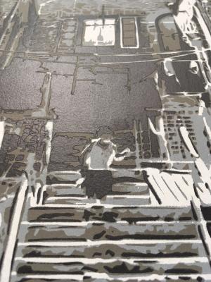 Logan Hicks (b.1971 ) Sunset Apartment Complex, Screen Print, Early Limited Ed, Black Rat Press 2008