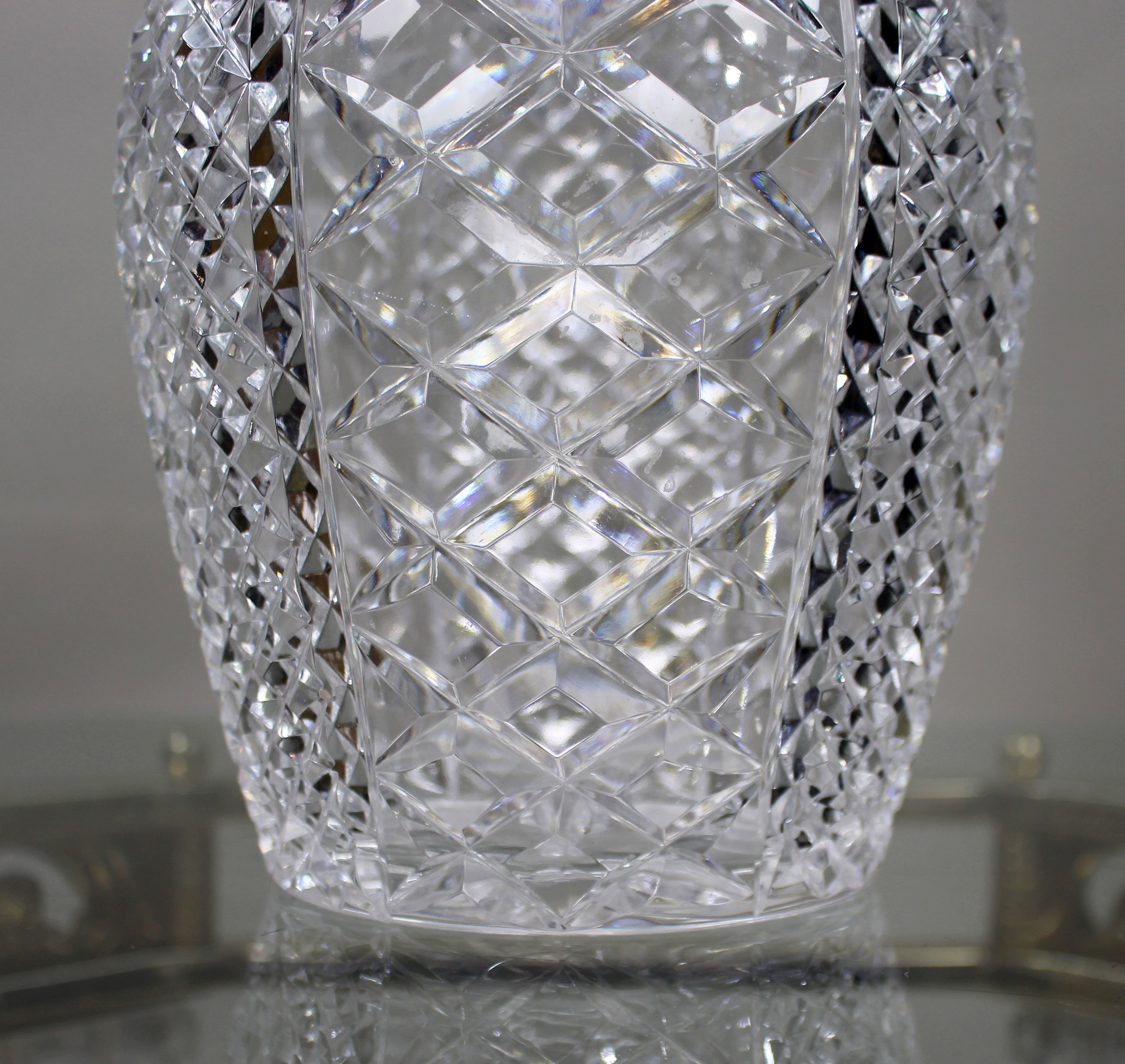 Pair of Monumental Bowes-Lyon Cut Crystal Vases