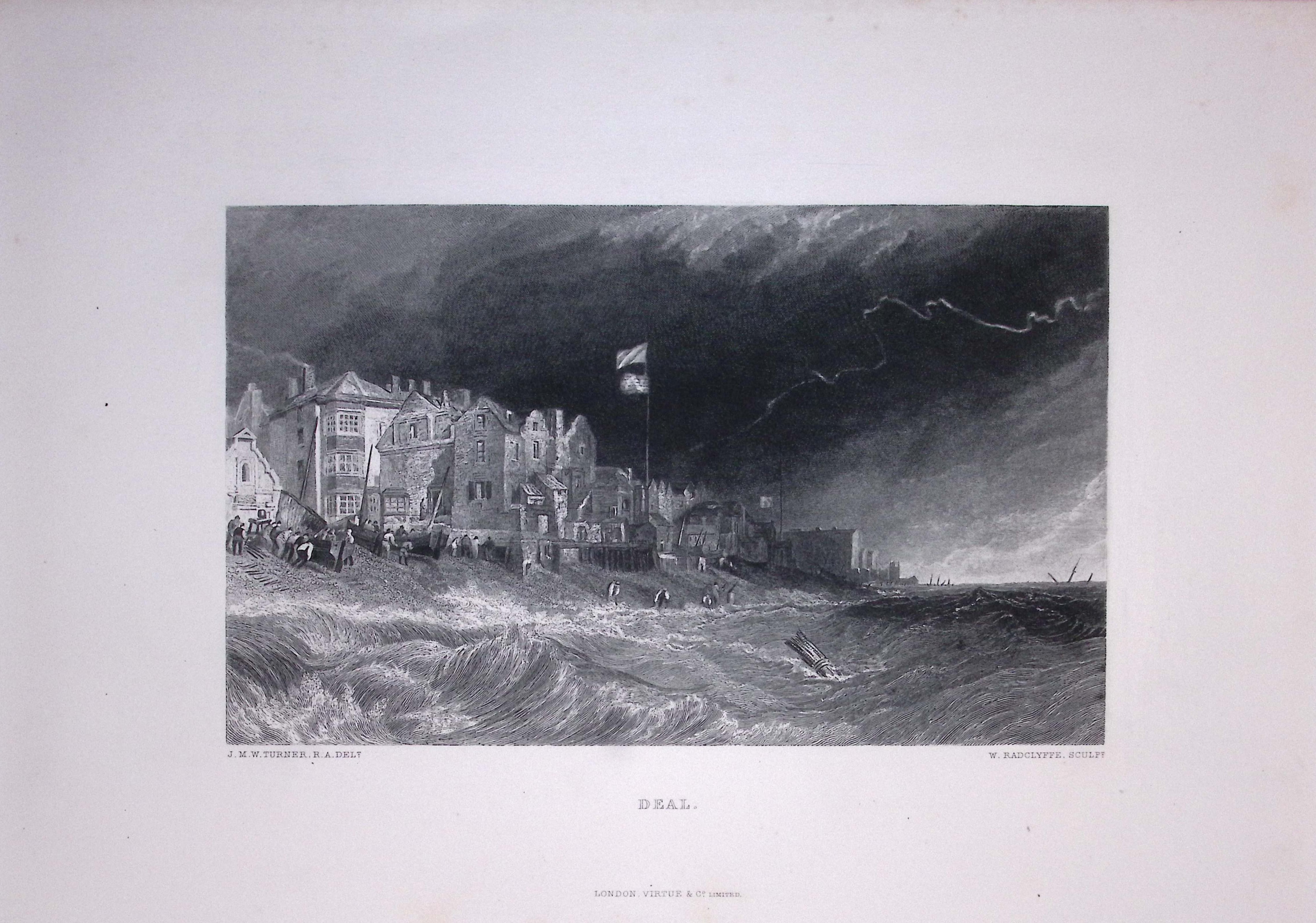 J.M.W Turner Deal Stormy Sky And Seascape Antique Steel Engraving-43-TR