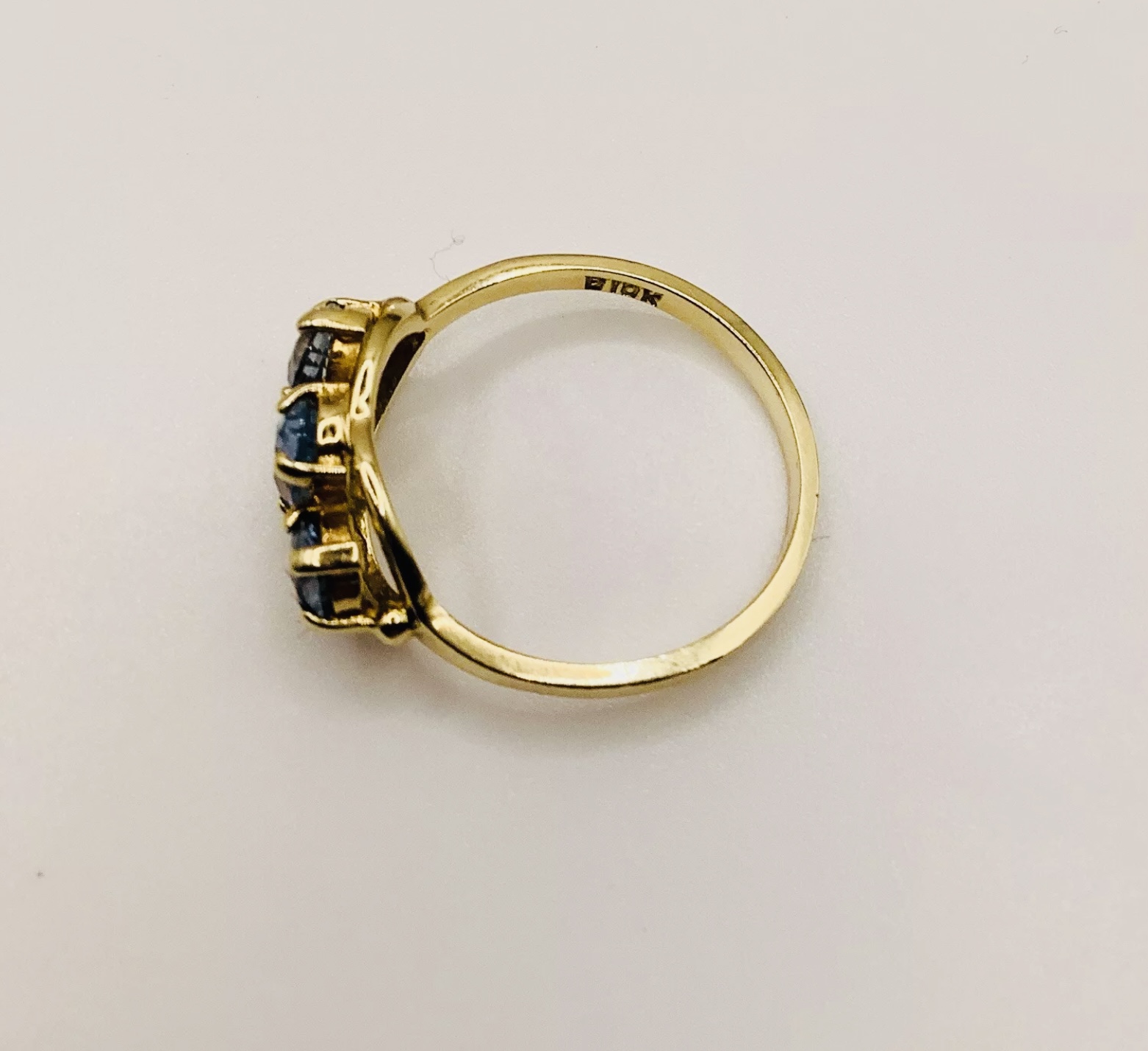 Vintage 9ct Gold Aquamarine 3 Stone Trilogy Ring UK N US 7 EU 54 W2g