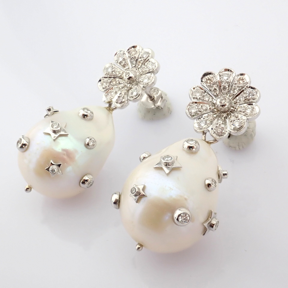 Natural Diamond 14K White Gold Earring