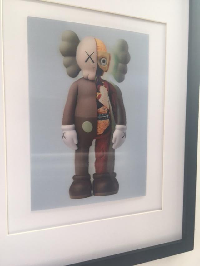 Kaws (b.1974) Import, 3D Lenticular Image Flayed Companion In Brown, Exhibition At NGV, Framed, 2019