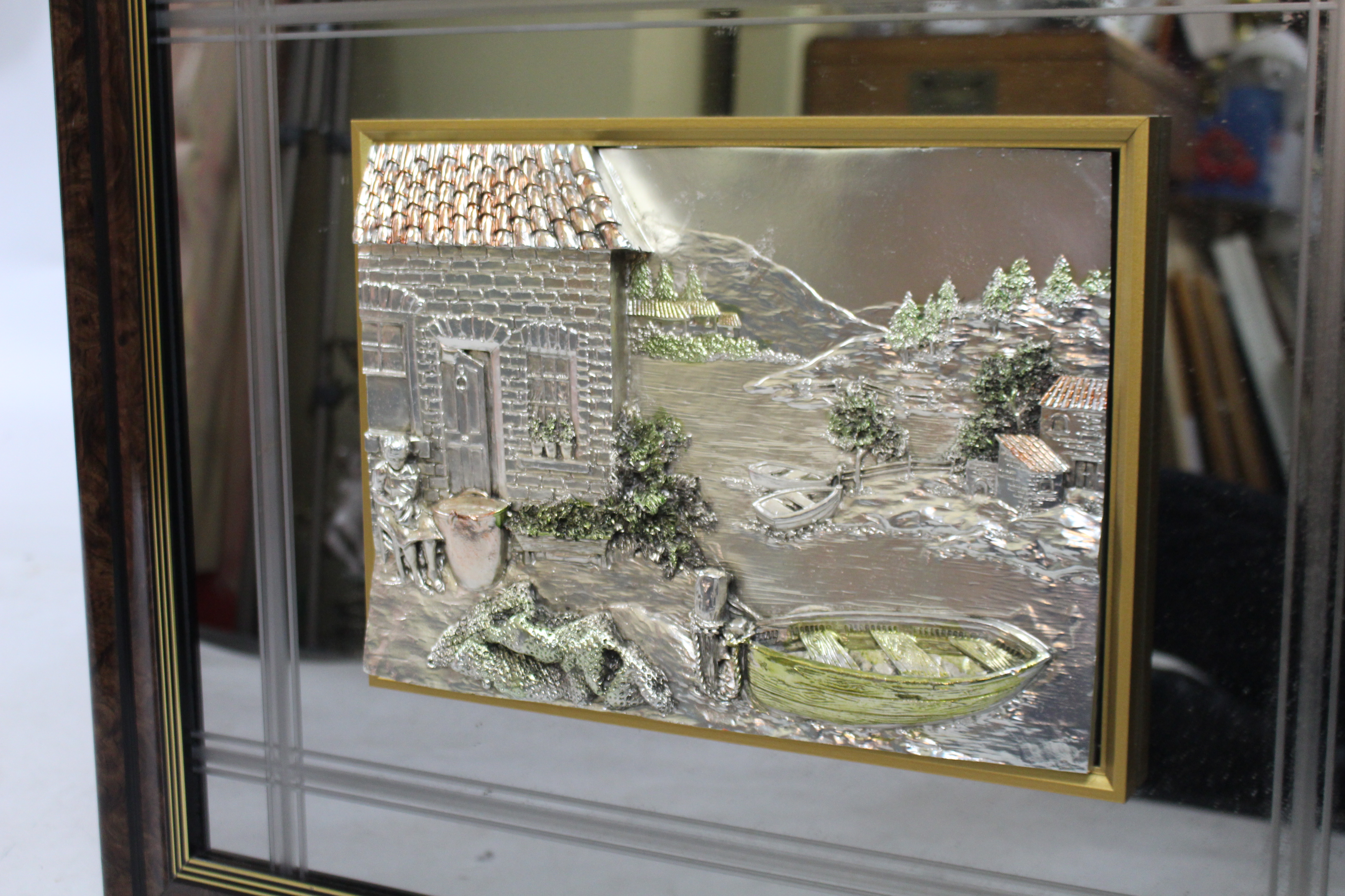 Pair of Large Creazioni Artistiche Relief Silver Artworks (Framed)