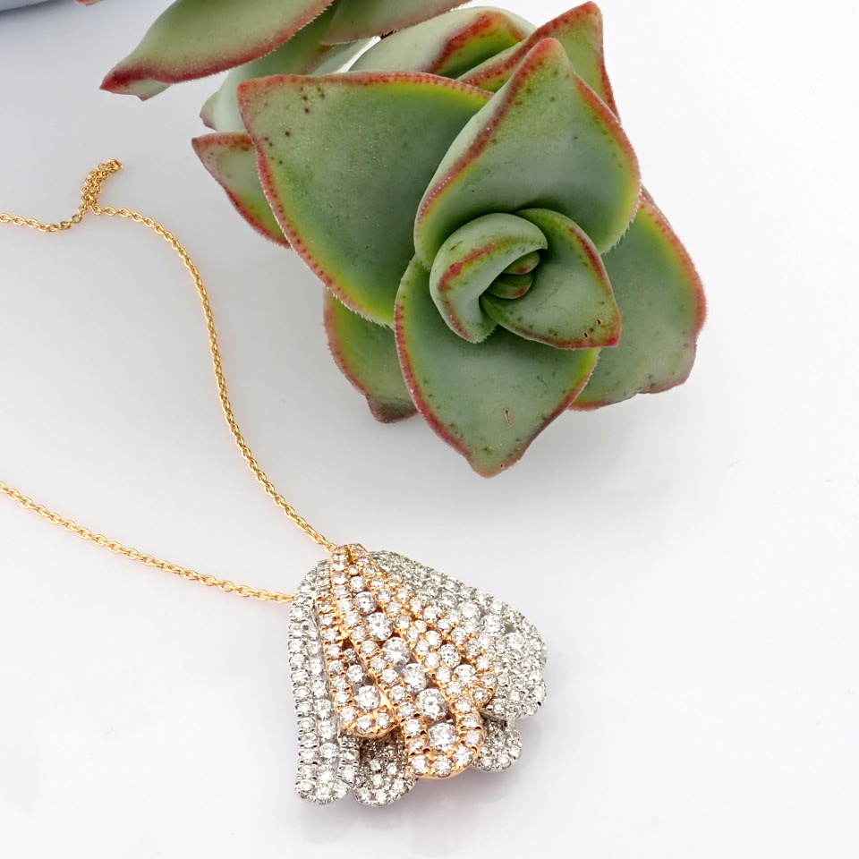 Natural Diamond 18K Rose & White Gold Necklace