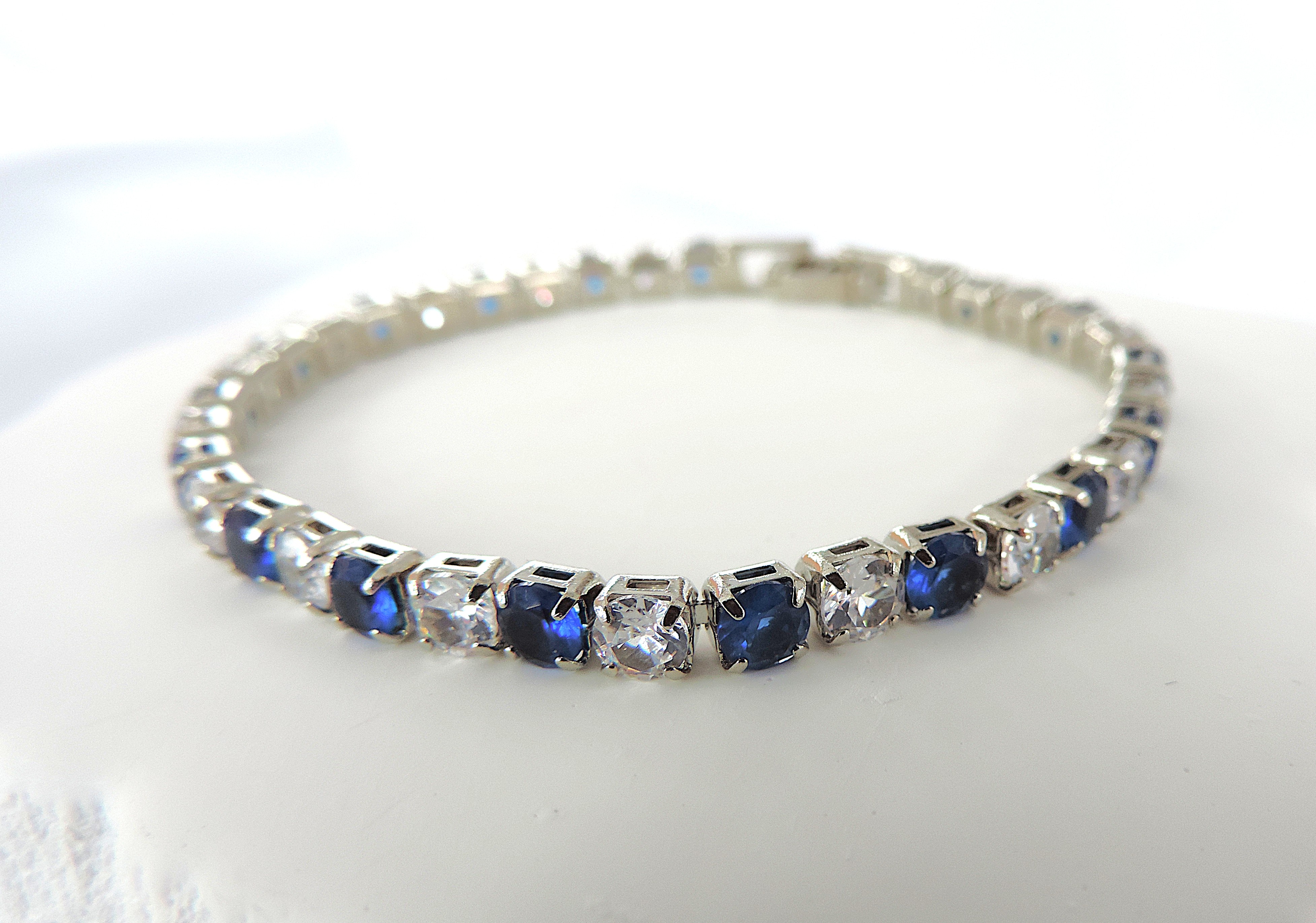 Blue & White Zircon Tennis Bracelet
