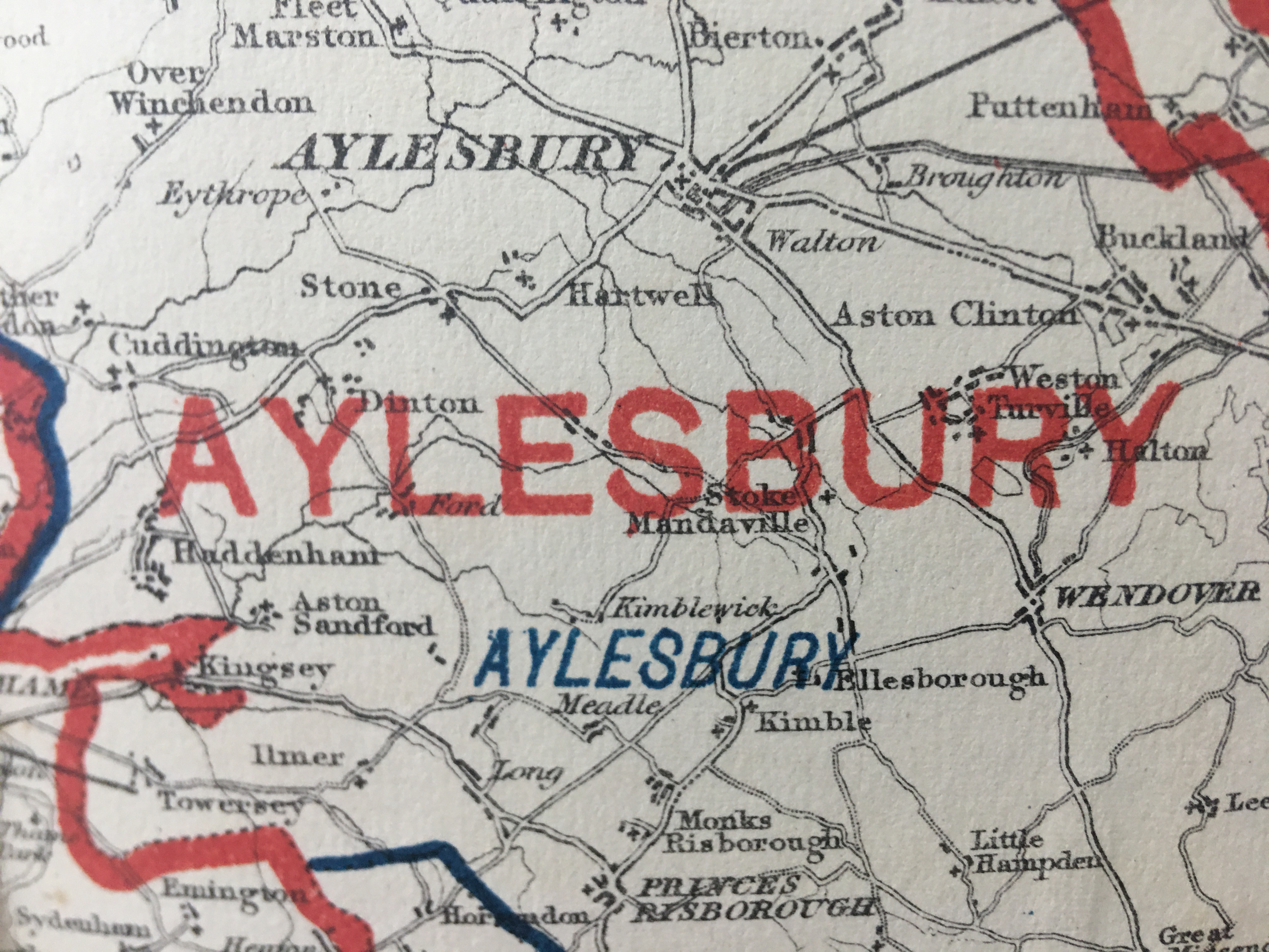 Antique 139 Years-Old Scarce Map Buckinghamshire 1885 Boundary Changes.