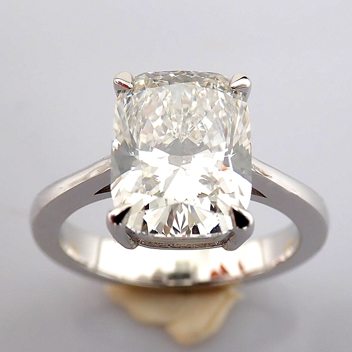 Cushion Cut Lab-Grown Diamond Ring - 4.01 Total Carat (IGI Certified)