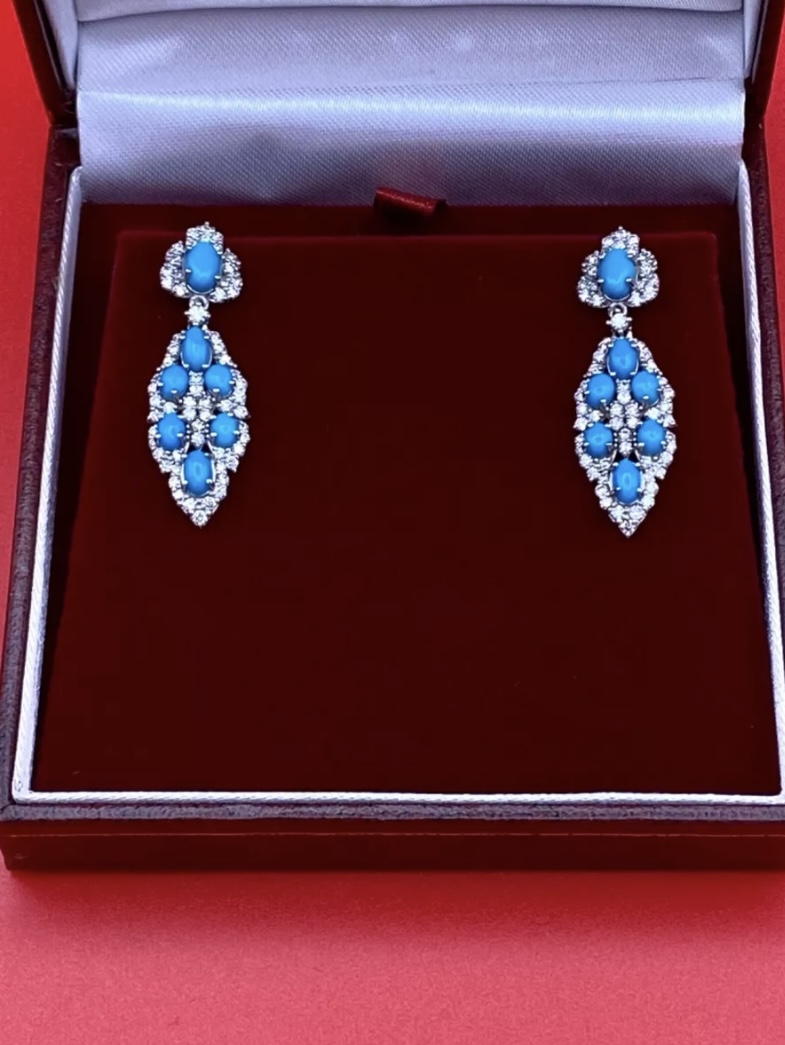 Turquoise & Diamond Drop Earrings