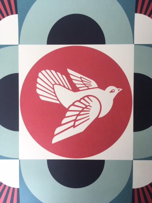 Shepard Fairey (b 1970) ‘Geometric Dove’, 3 Hand Signed Lithographs, 60 x 60 cm, 2020