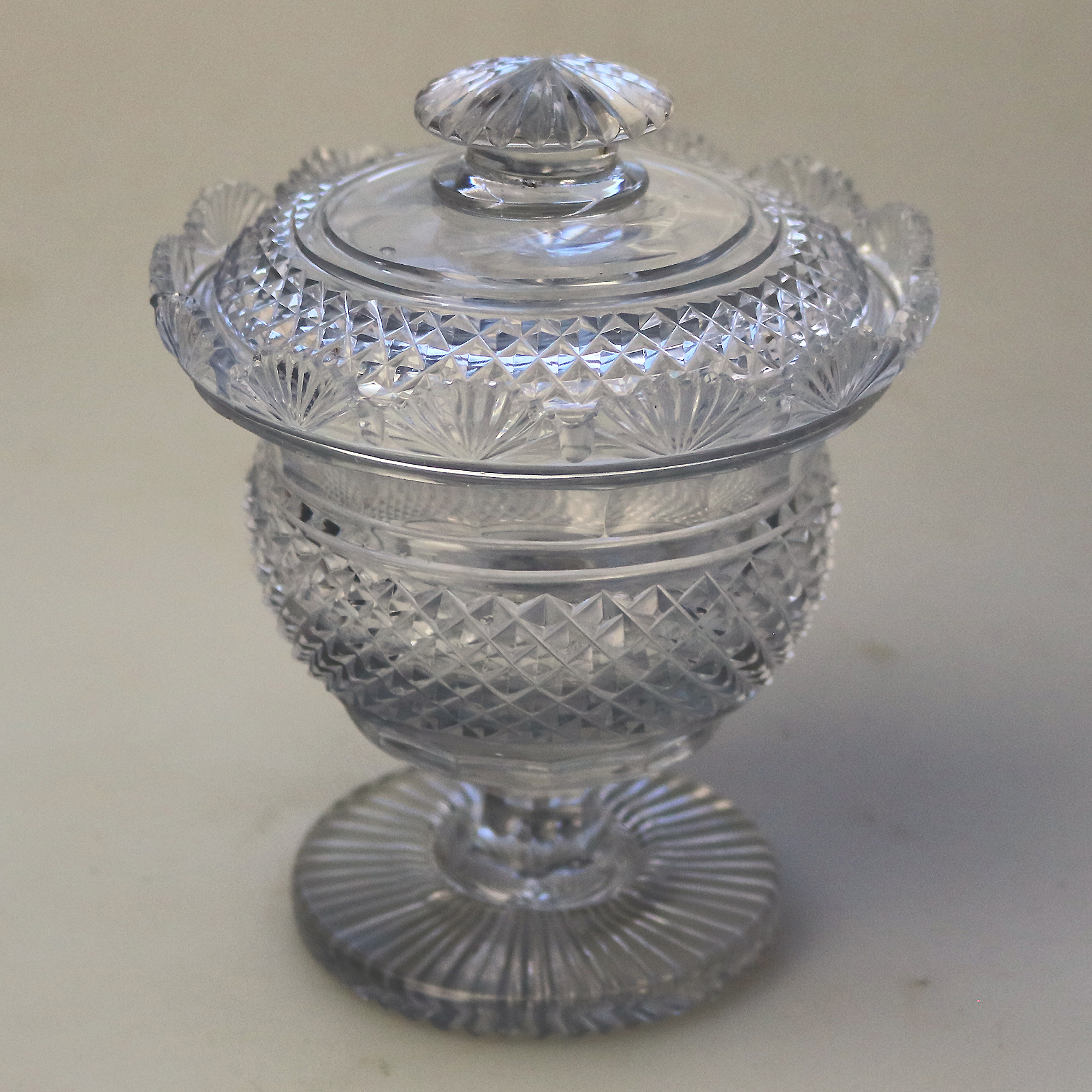 A Superb Antique Late Georgian Irish Cut Glass Bonbonniere C.early 19thC