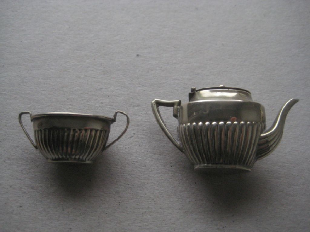 Antique Silver Plated EPNS Miniature Teapot and Sugar Bowl