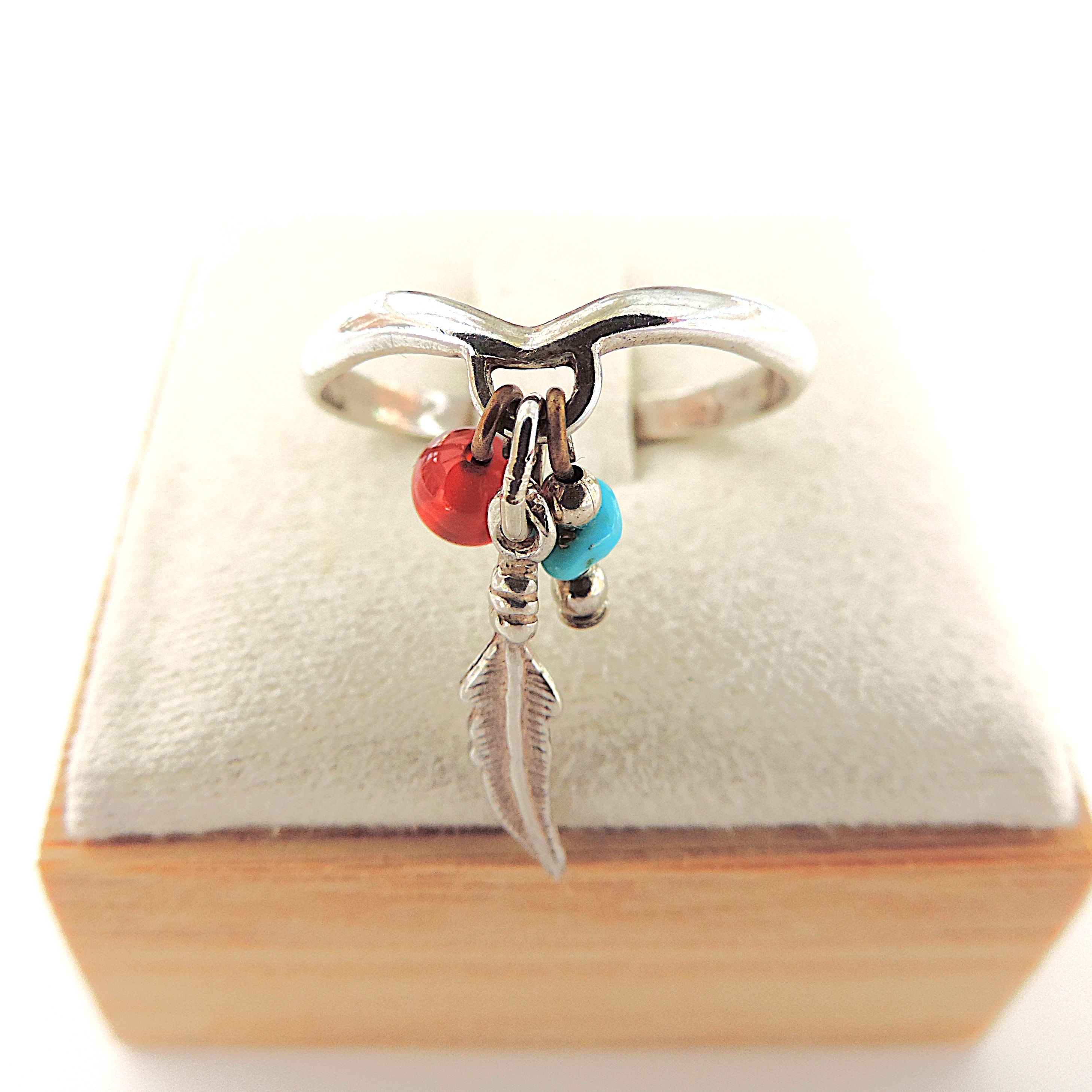 Vintage 925 Silver Navajo Wishbone Feather Ring