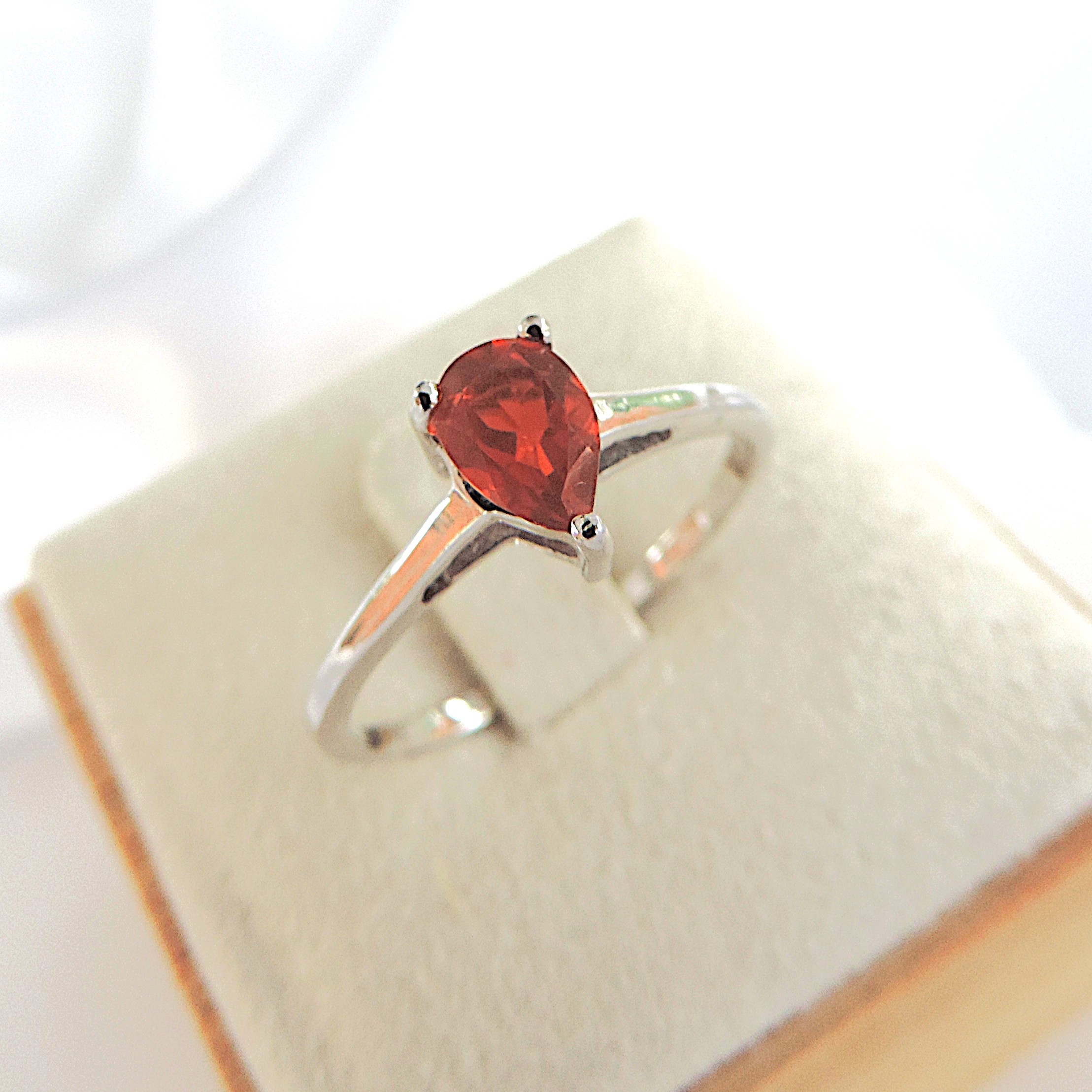 925 Silver Orange AAA Fire Opal Ring 'NEW'