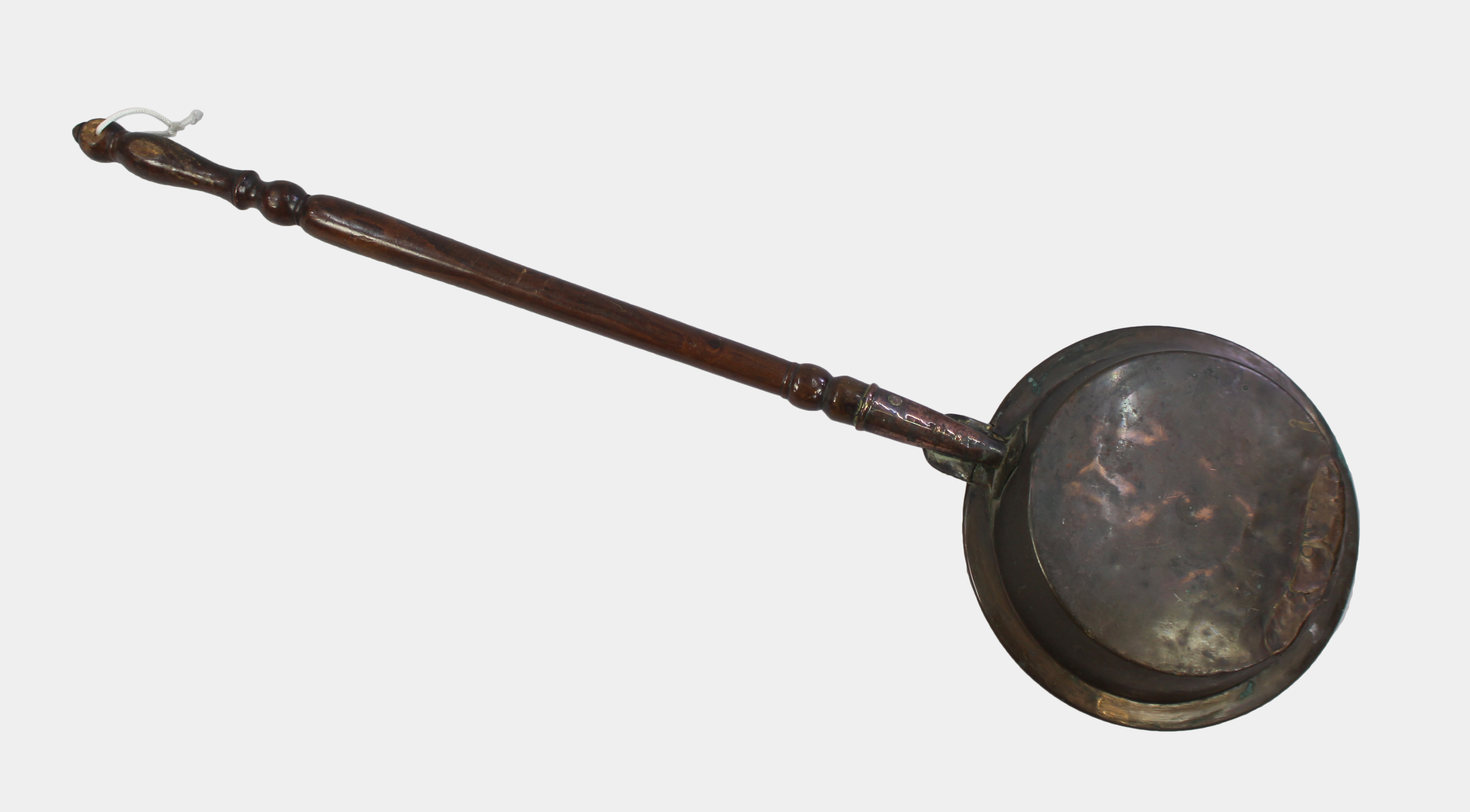Engraved Copper Turned Wooden Warming Pan
