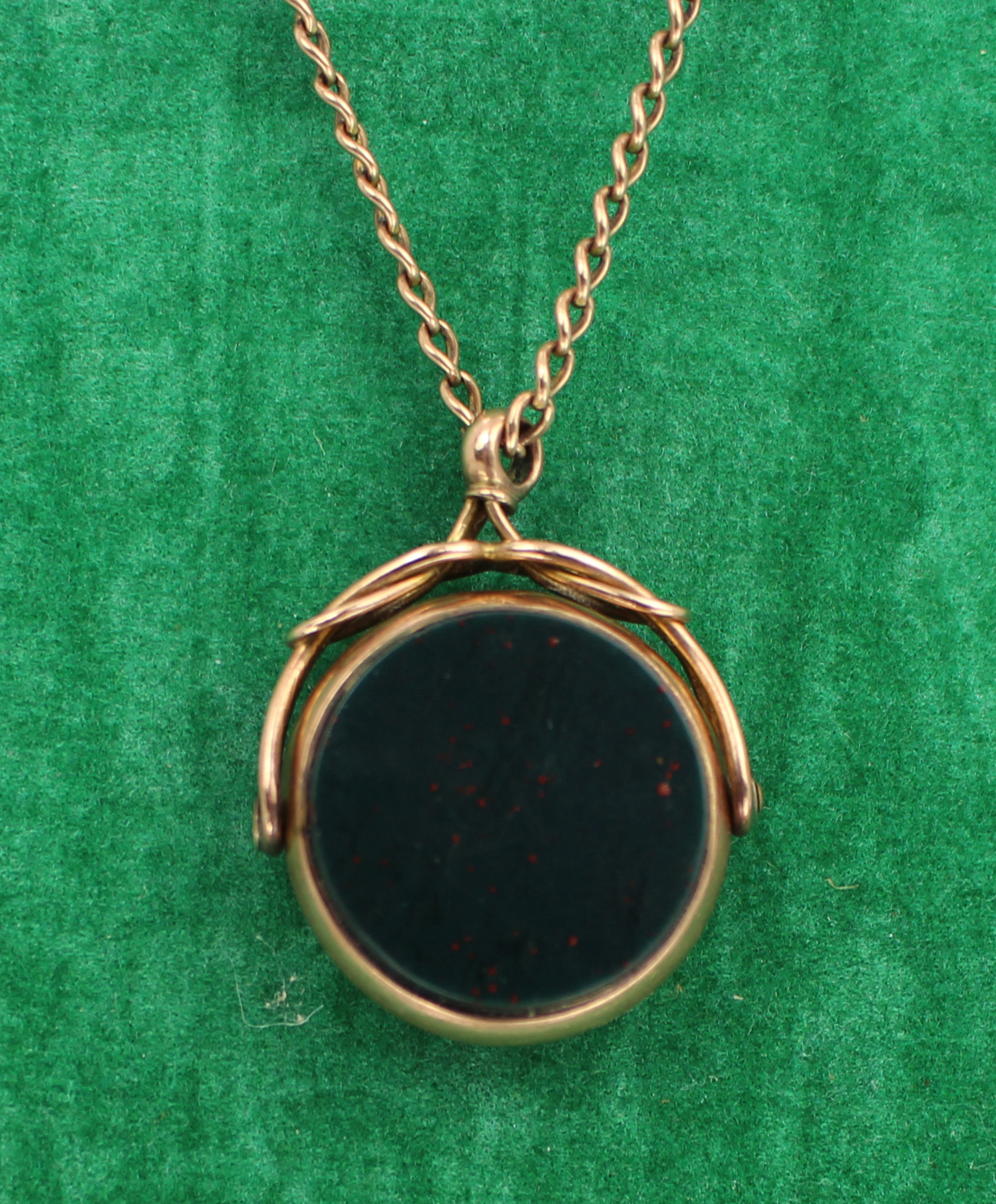 Edwardian 9ct Rose Gold Swivel Fob Pendant Necklace
