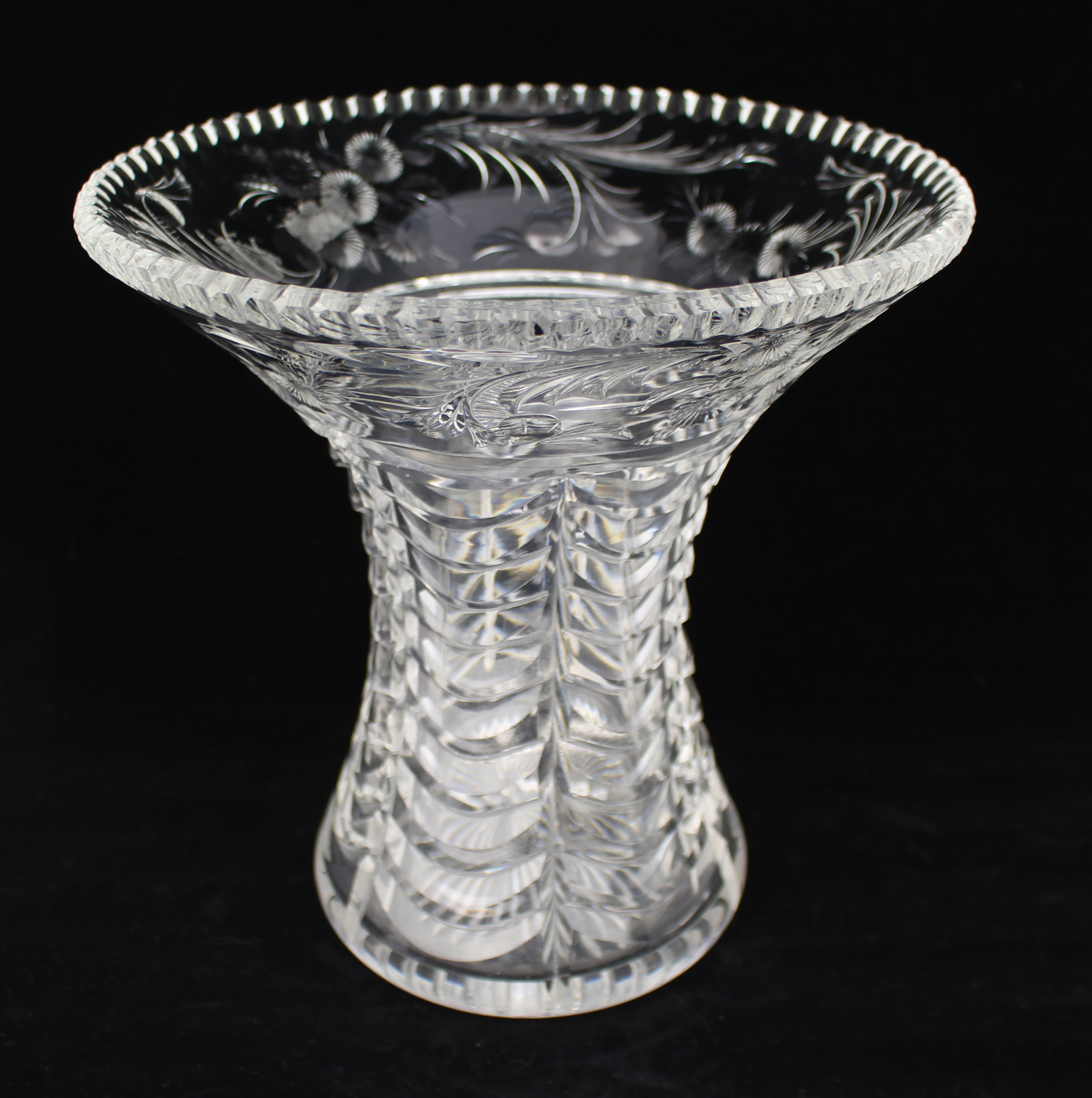 Mid-20th Century English Cut Crystal Splayed Vase