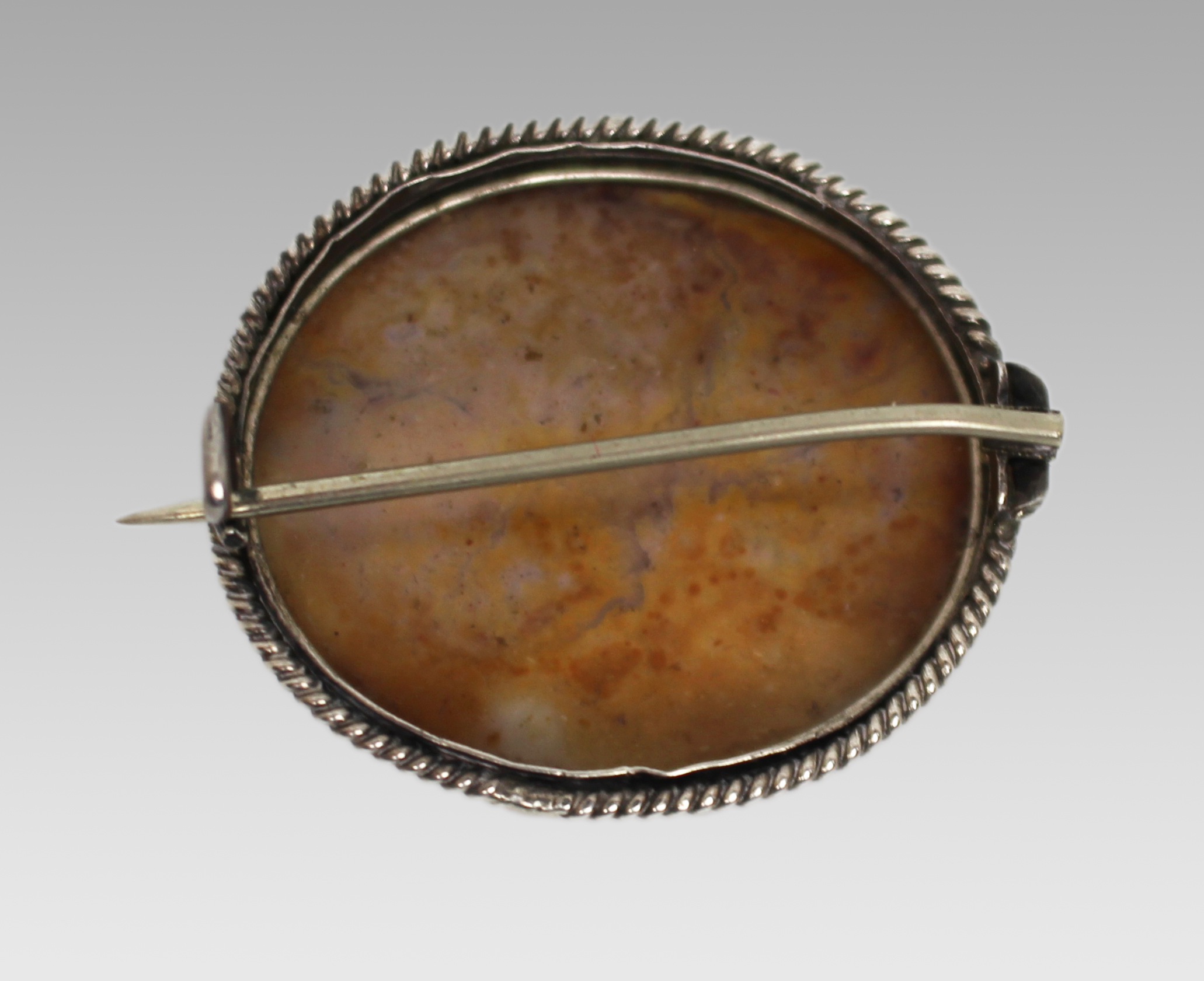 Antique Quartz Silver Brooch