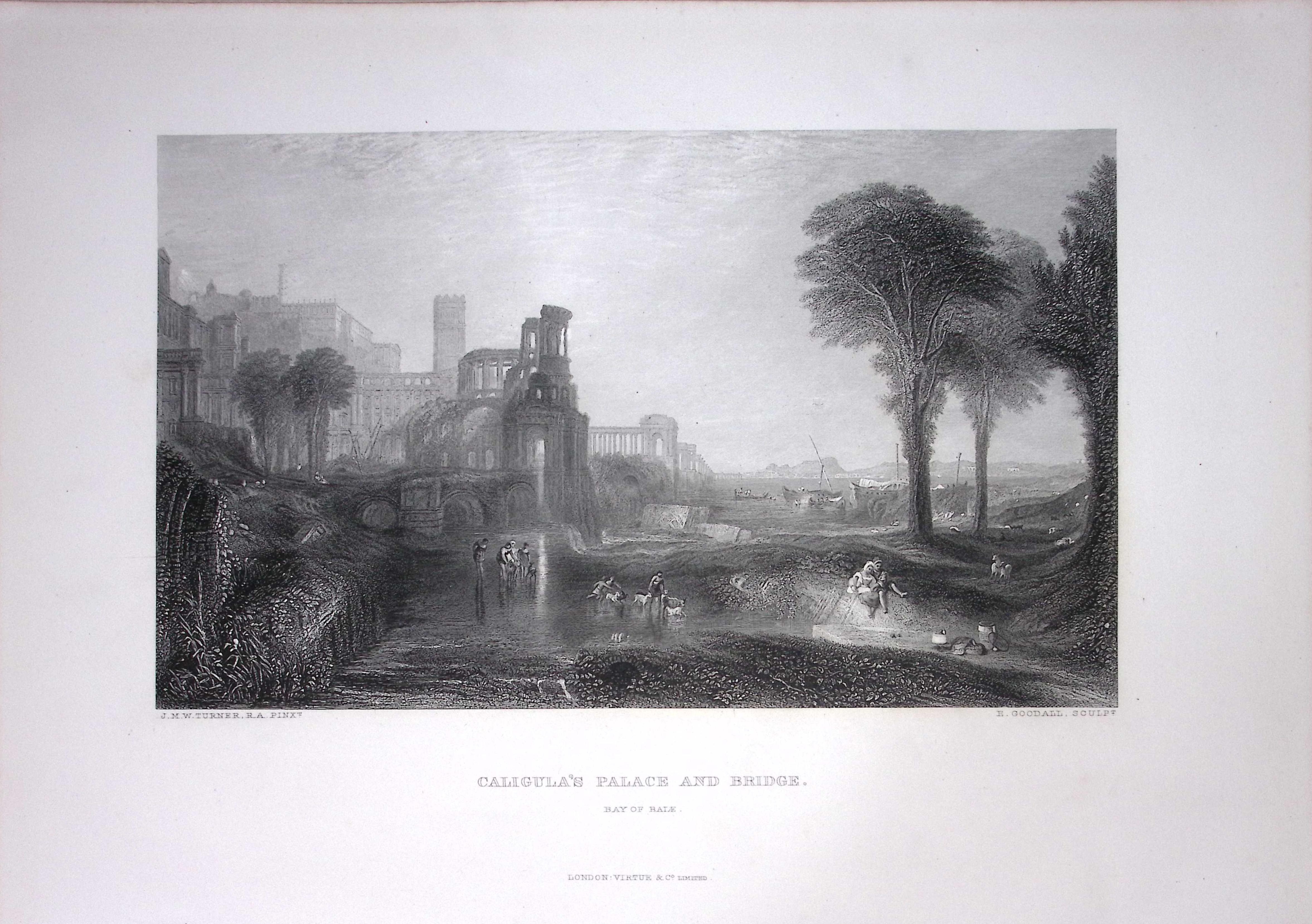 J.M.W Turner Caligula’s Palace Bay of Baize Antique Steel Engraving-31-TR